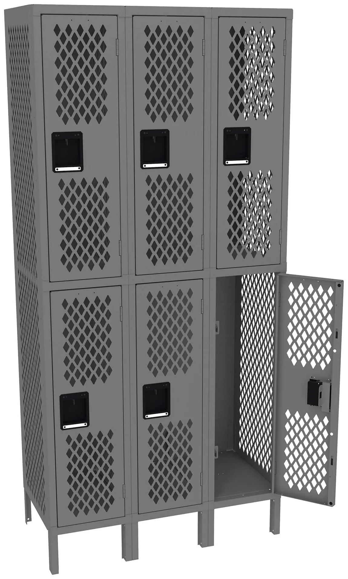 Three Double-Tier Gym Lockers with Legs