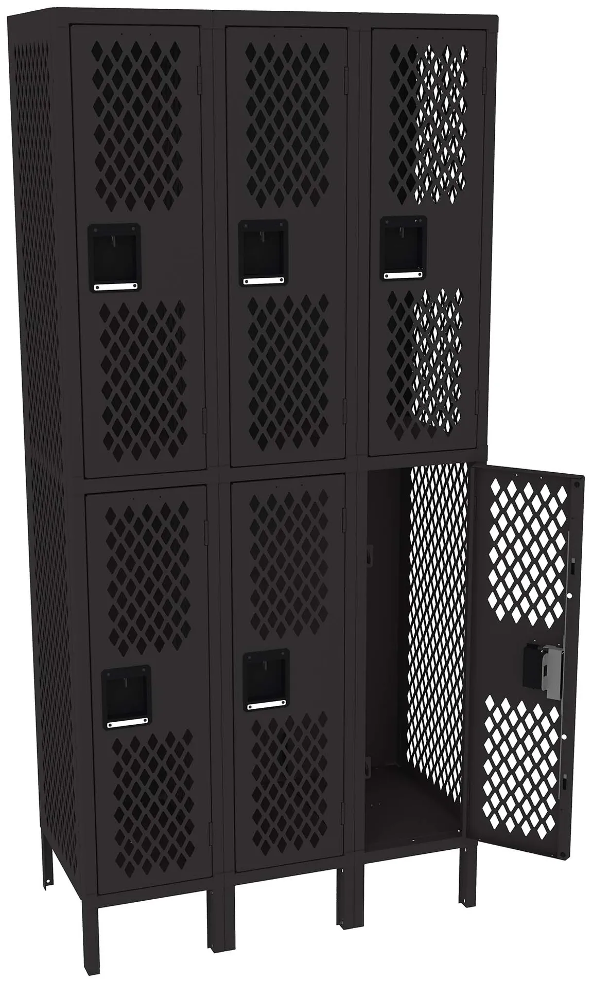 Three Double-Tier Gym Lockers with Legs