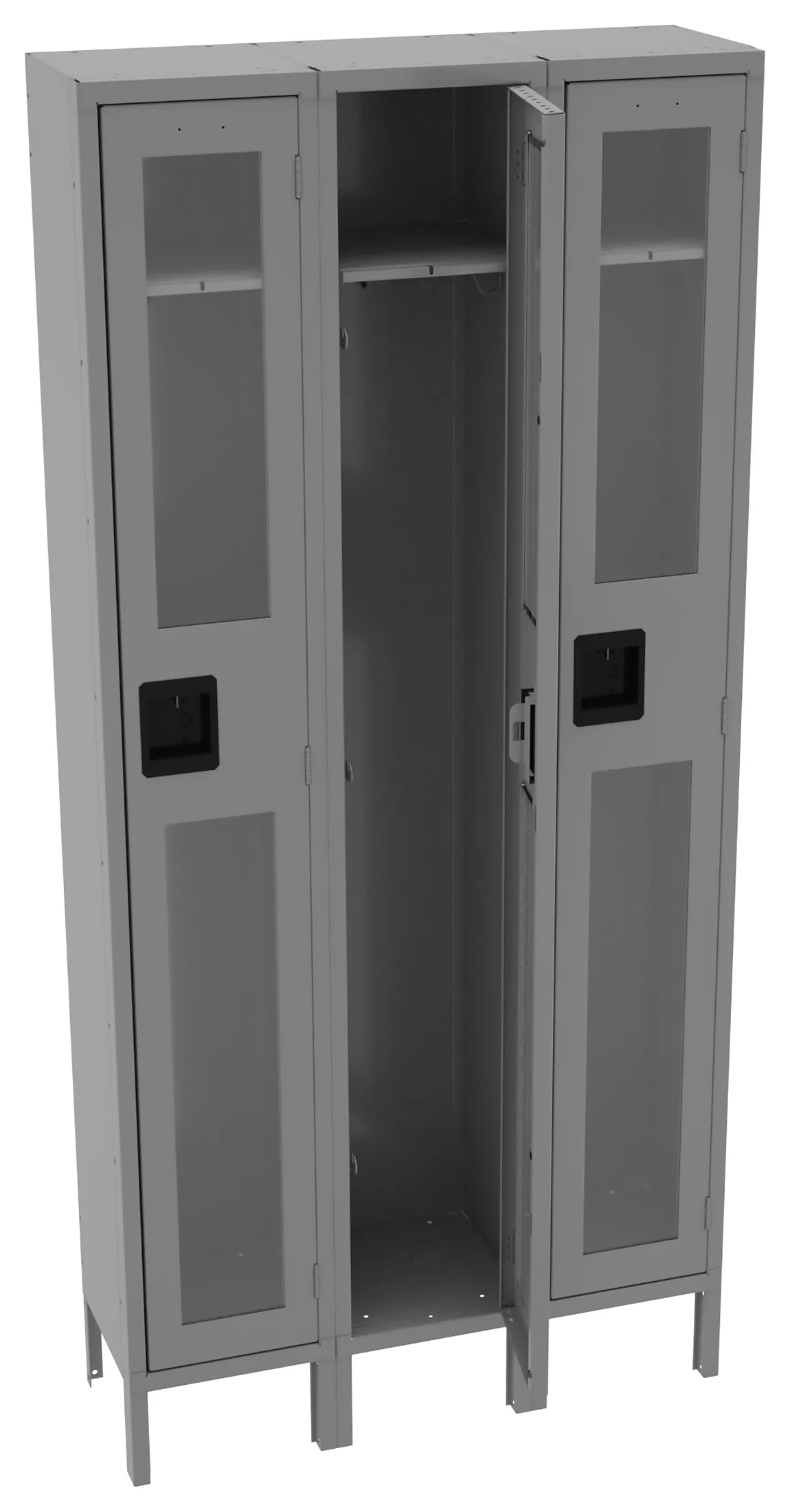 Triple See-Through Lockers with Legs