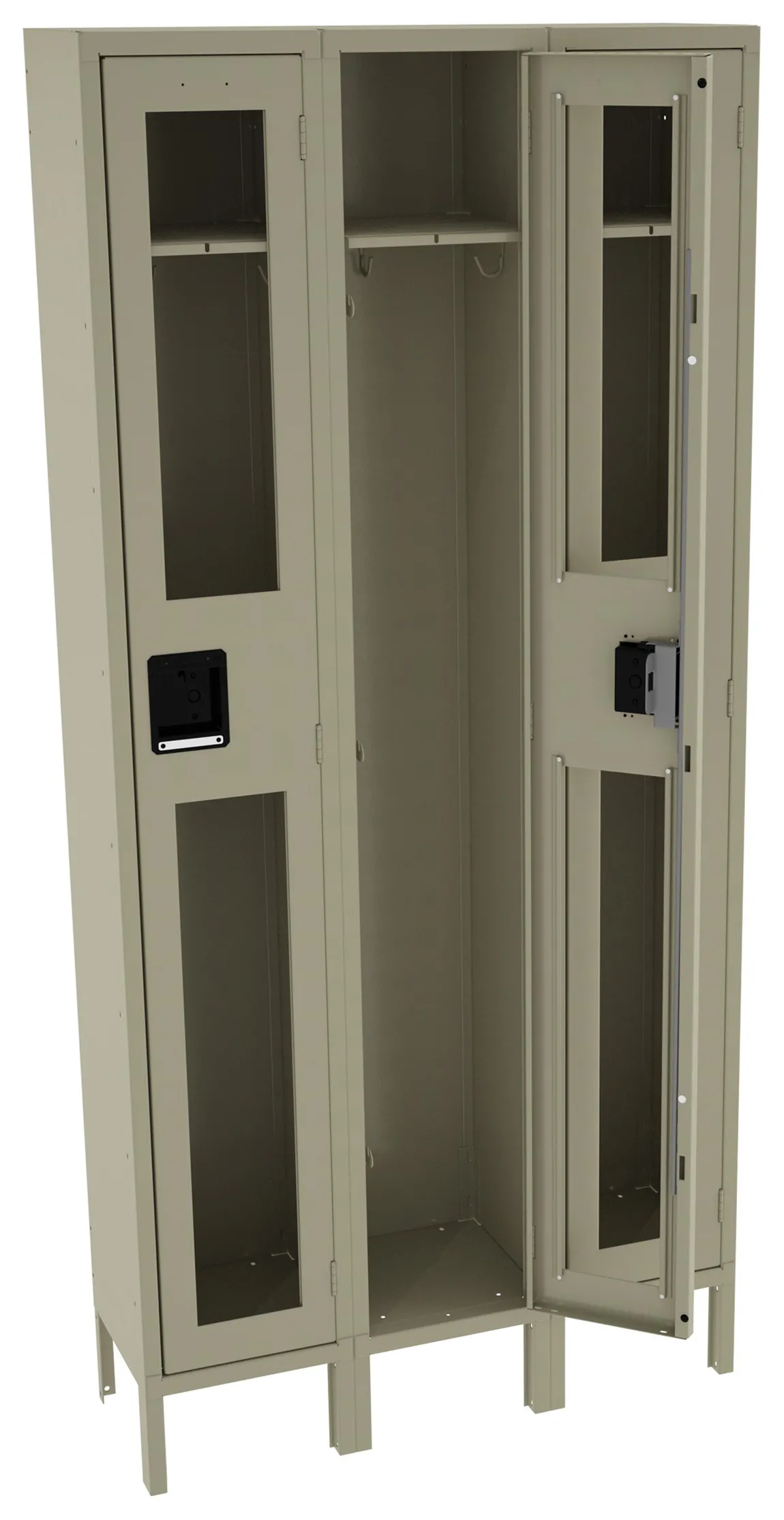 Triple See-Through Lockers with Legs