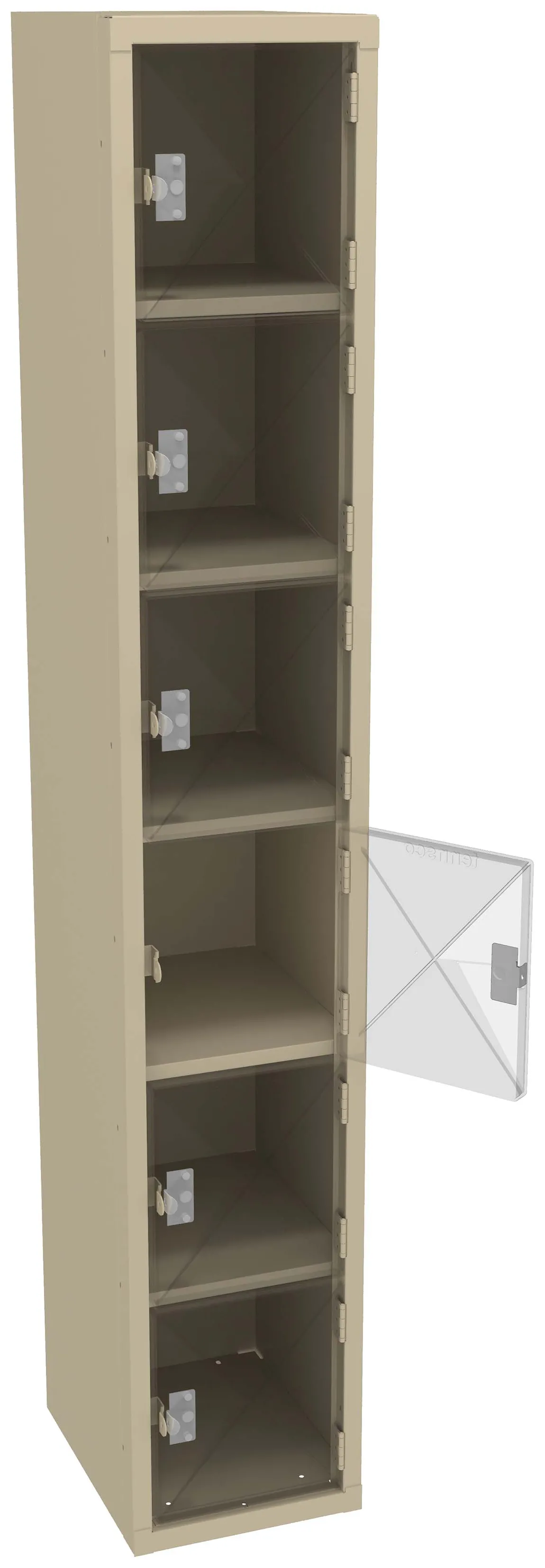 Six Clear Storage Lockers