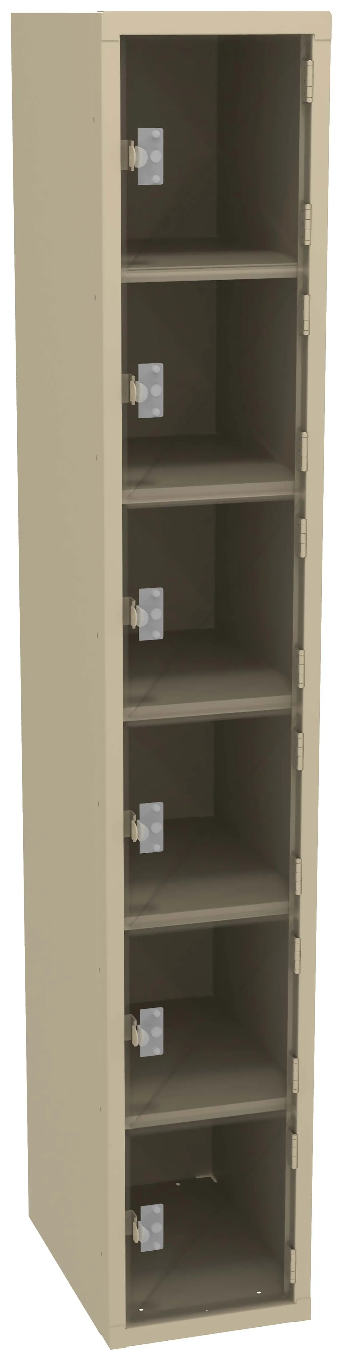 Six Clear Storage Lockers