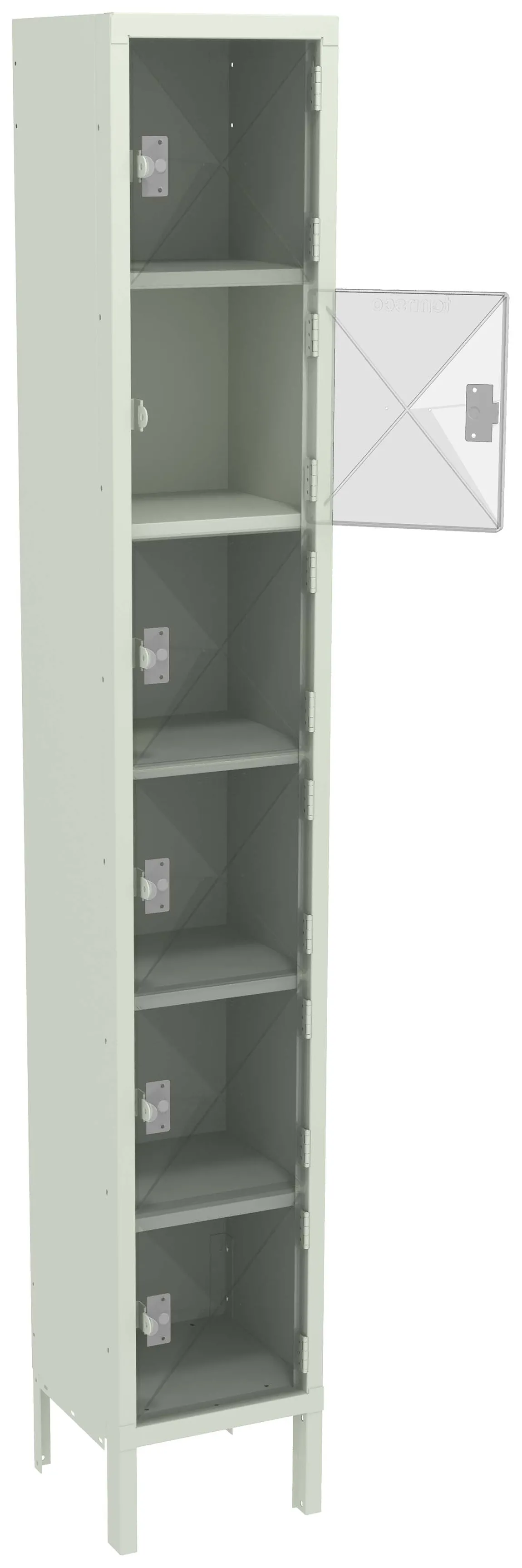 Six Clear Storage Lockers with Legs