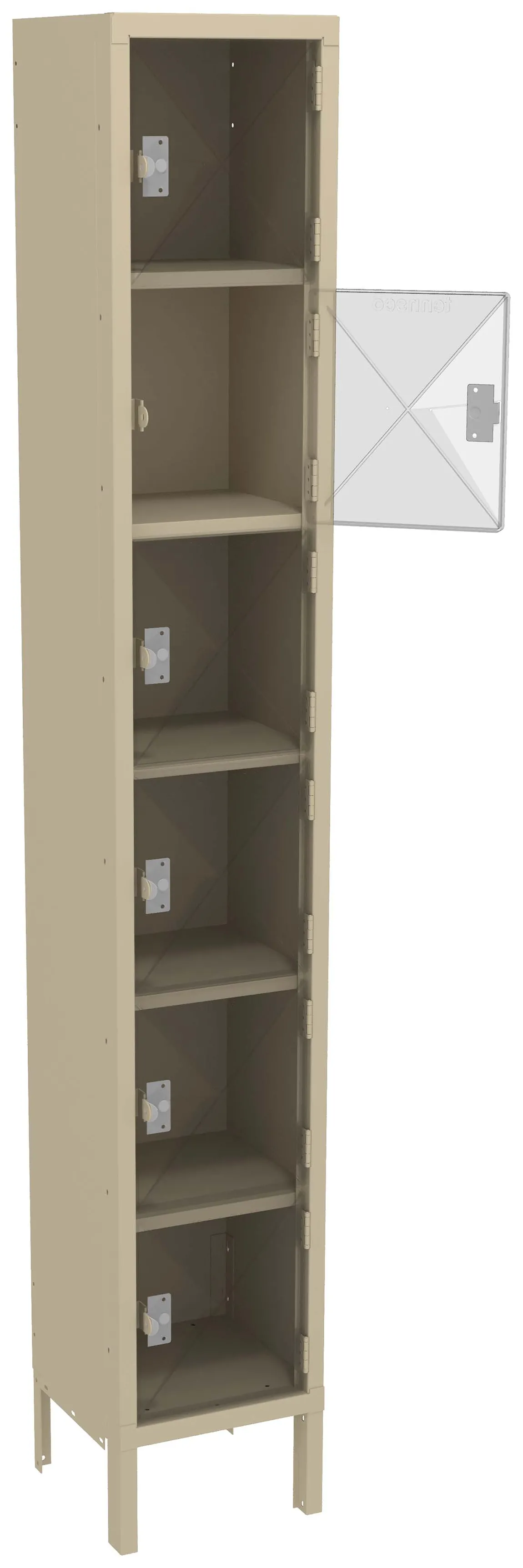 Six Clear Storage Lockers with Legs