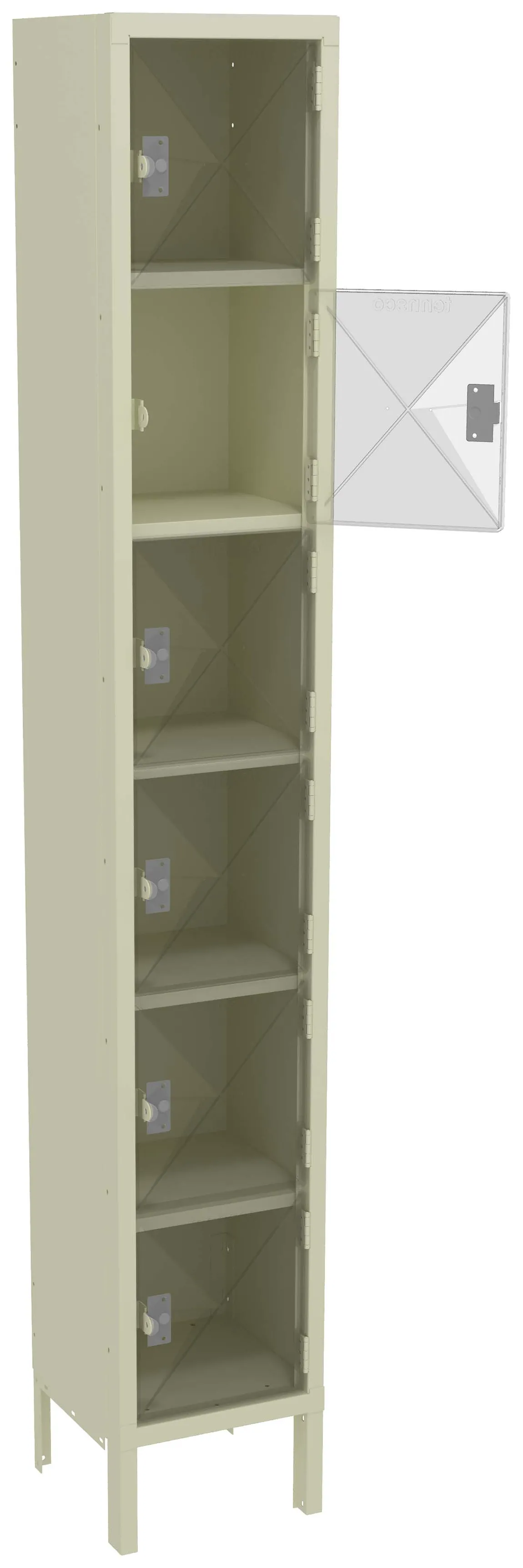 Six Clear Storage Lockers with Legs