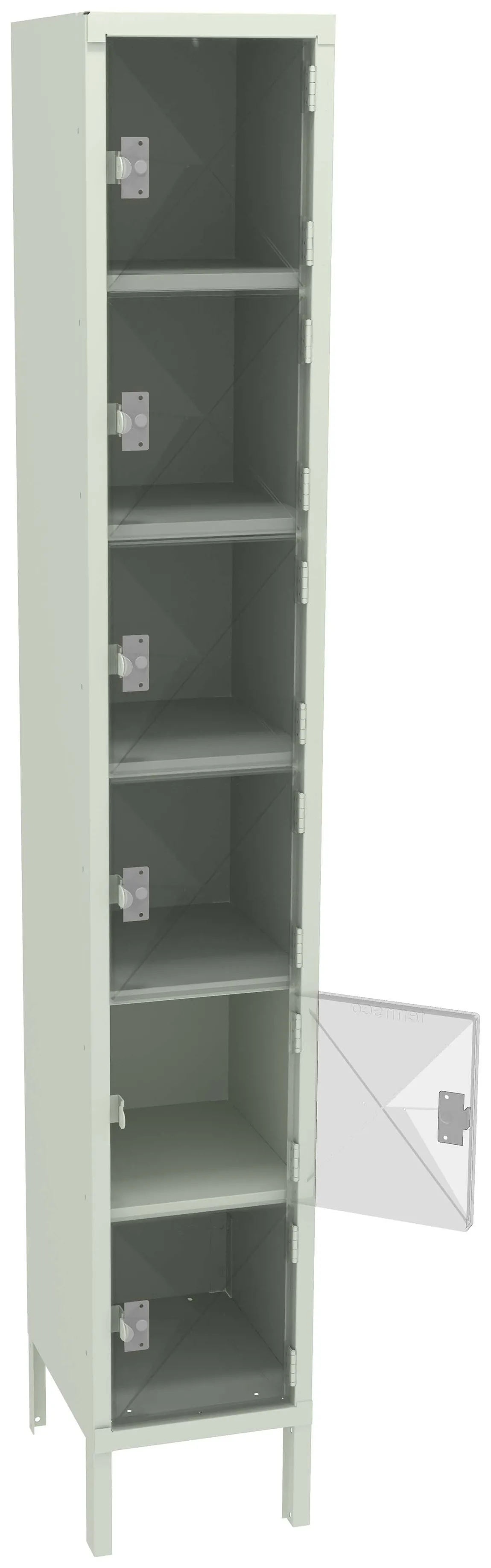 Six Clear Storage Lockers with Legs
