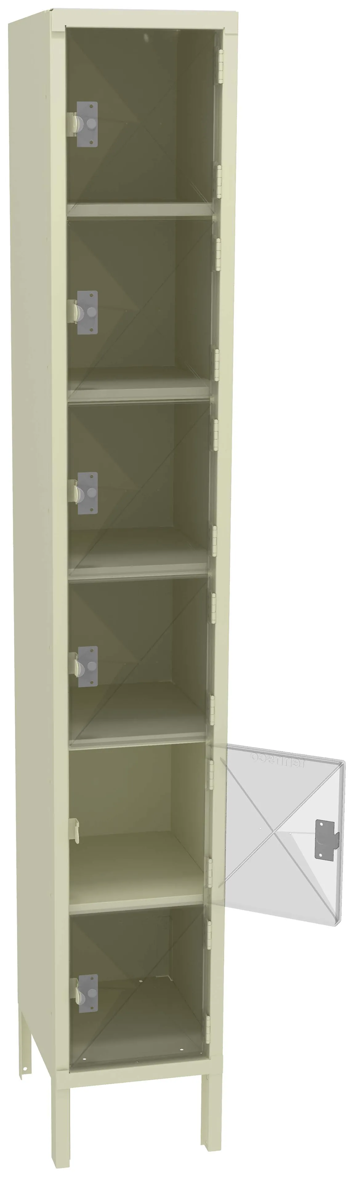 Six Clear Storage Lockers with Legs