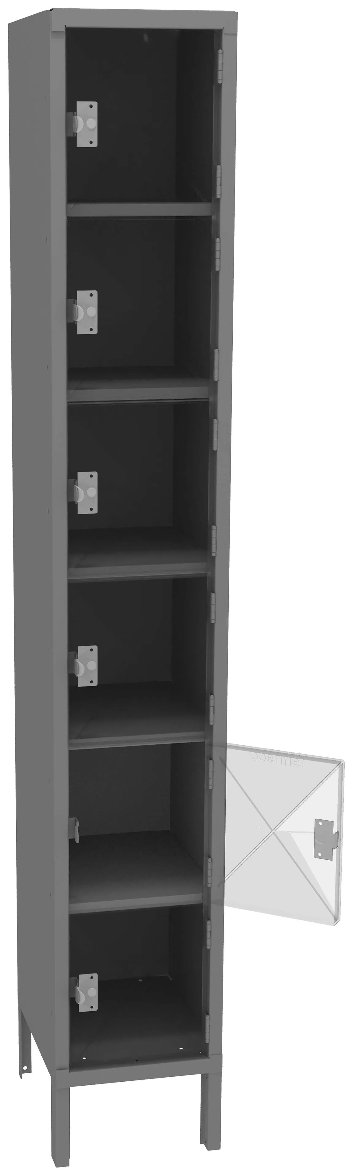 Six Clear Storage Lockers with Legs