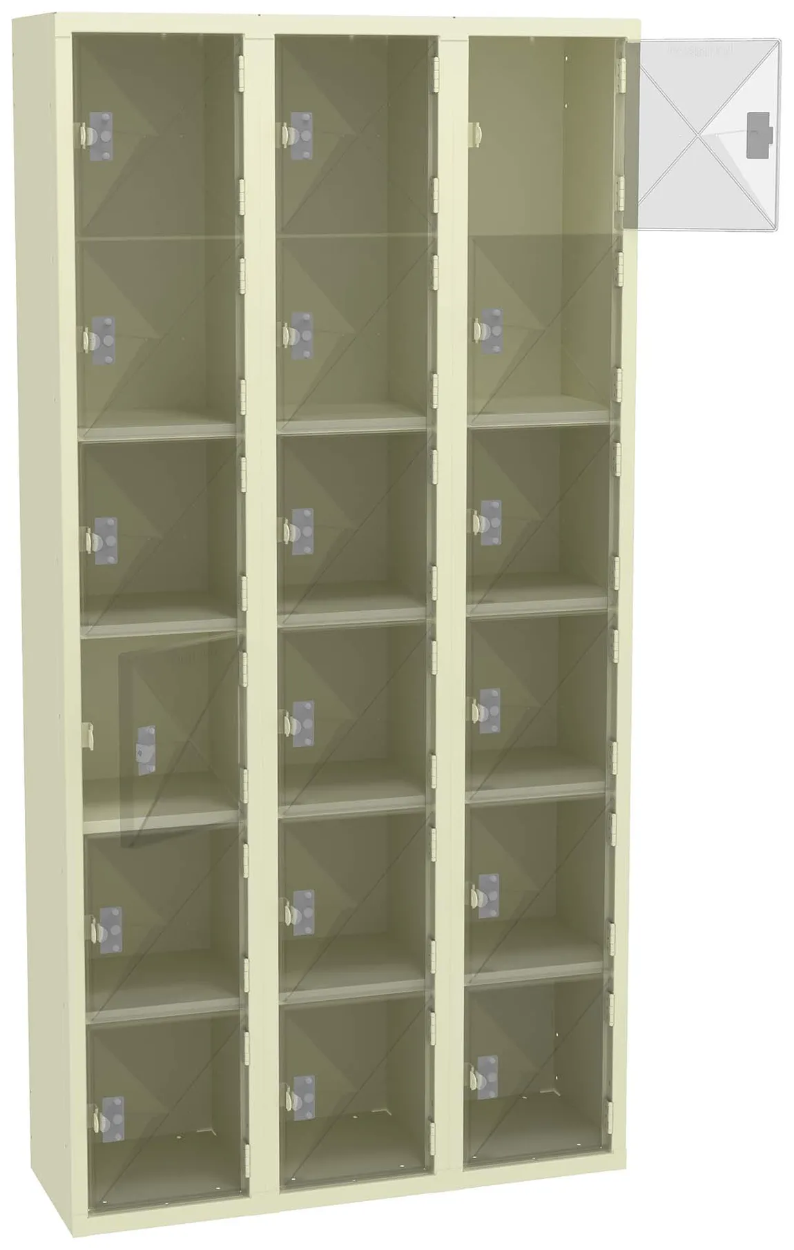 Eighteen Clear Storage Lockers