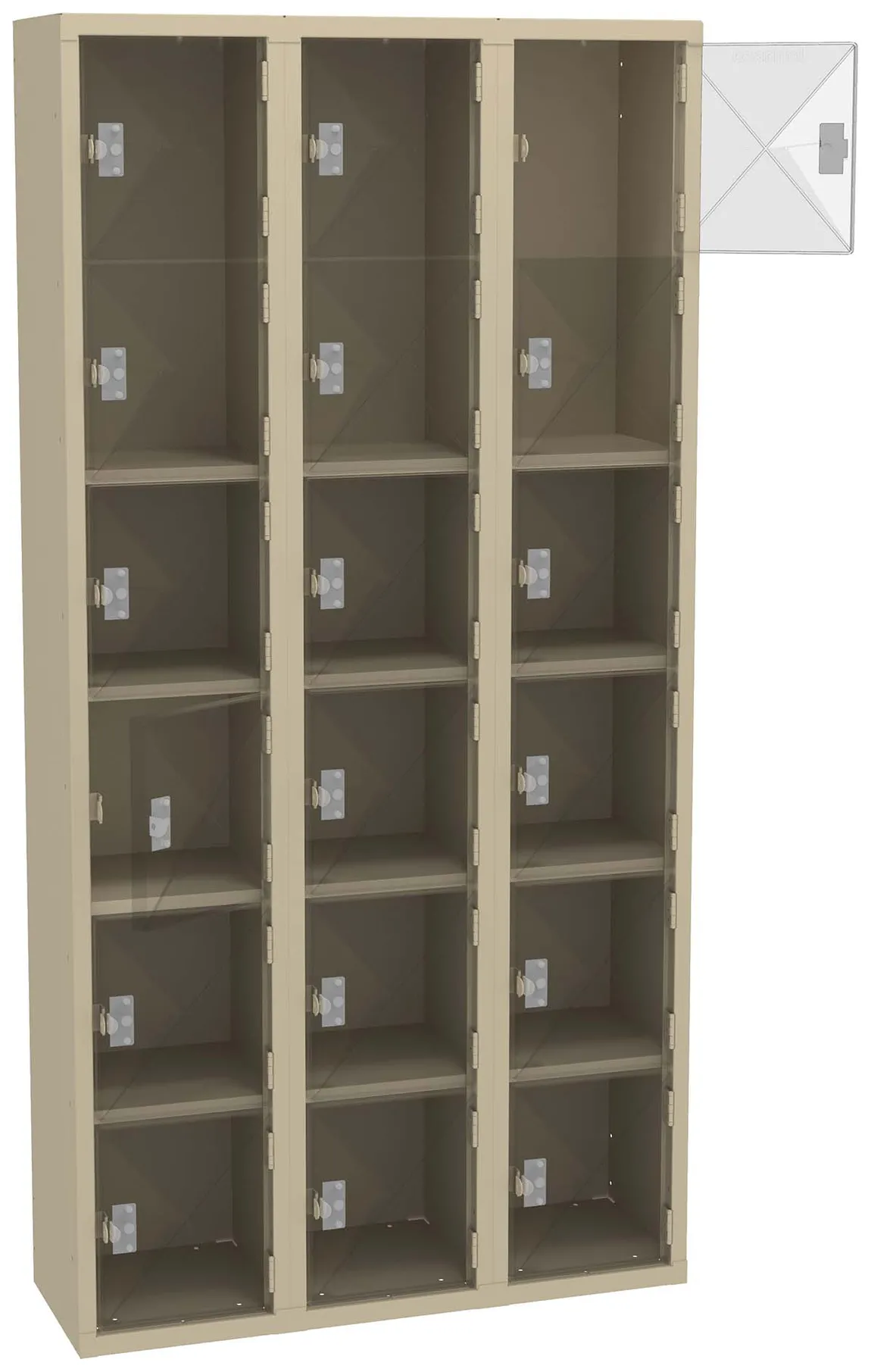 Eighteen Clear Storage Lockers