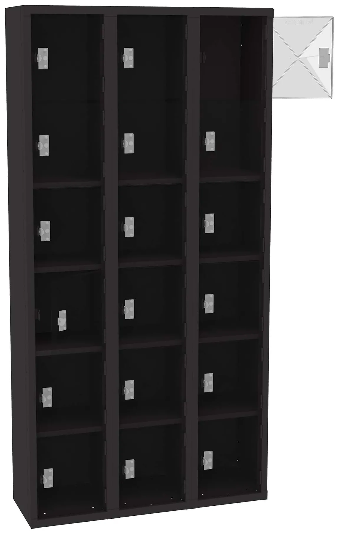 Eighteen Clear Storage Lockers
