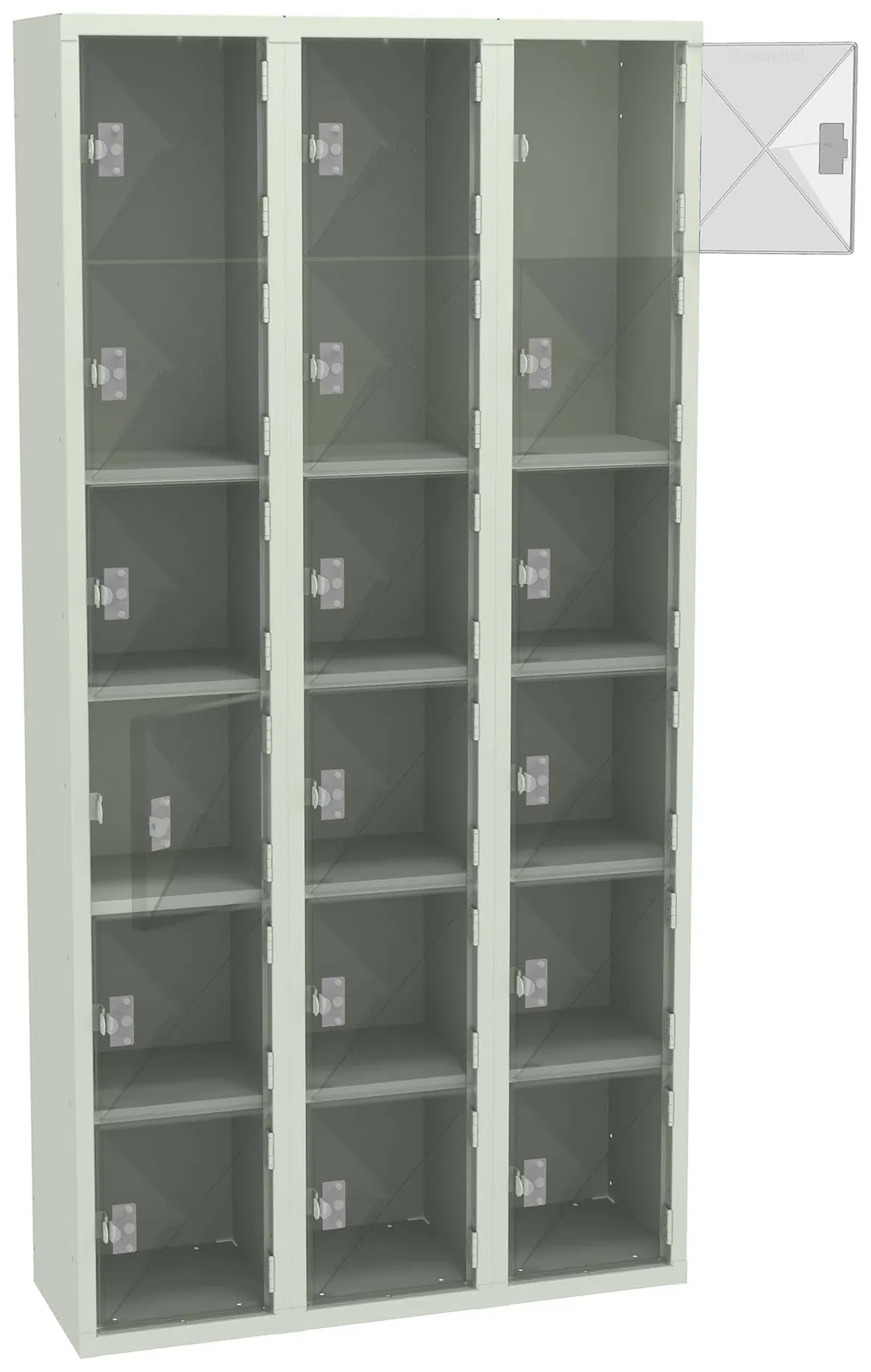 Eighteen Clear Storage Lockers