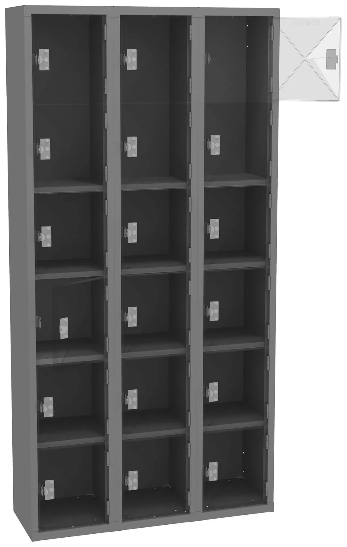 Eighteen Clear Storage Lockers