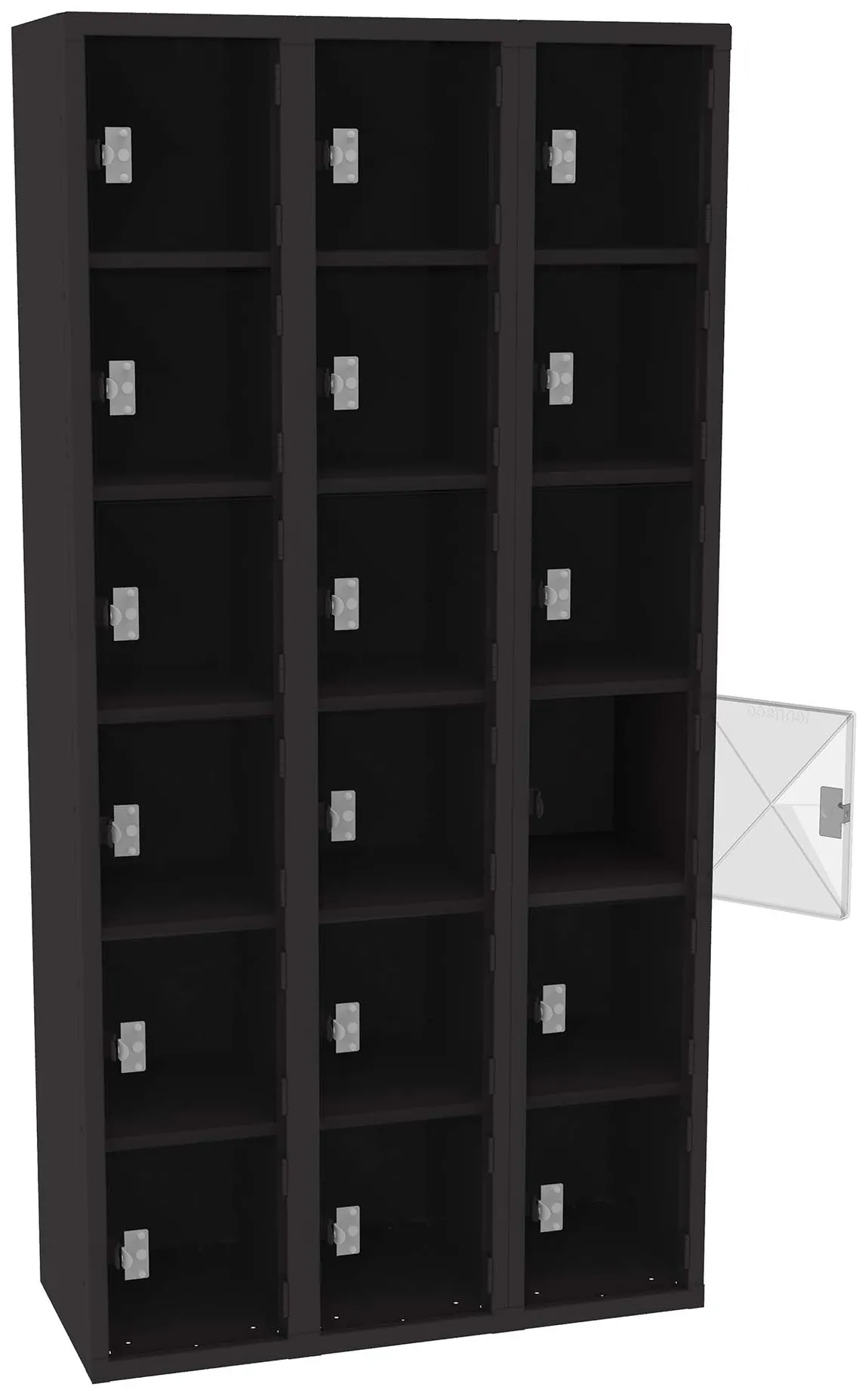 Eighteen Clear Storage Lockers