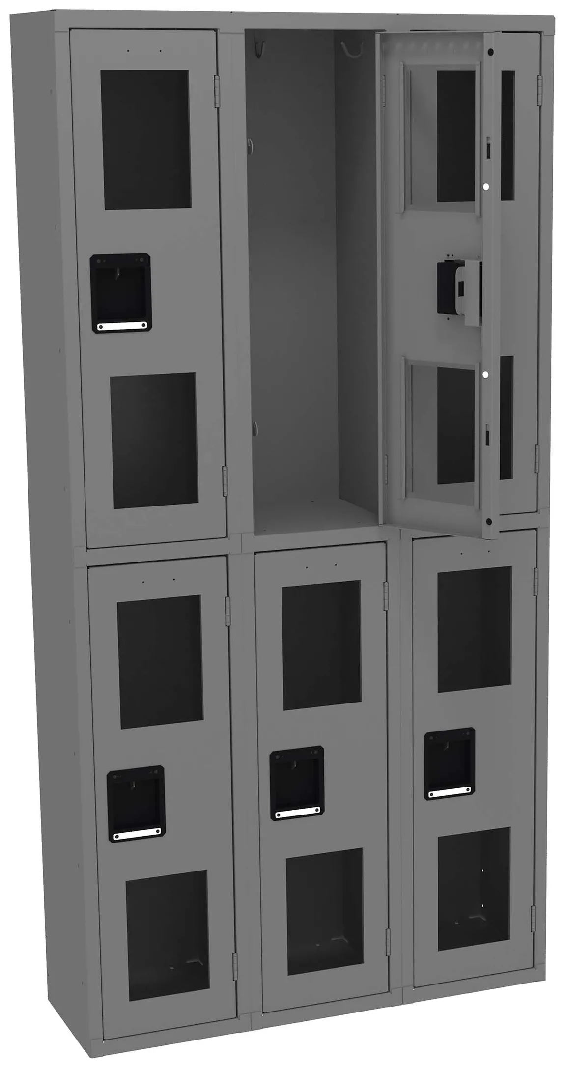 Three Dual-Tier Clear Lockers