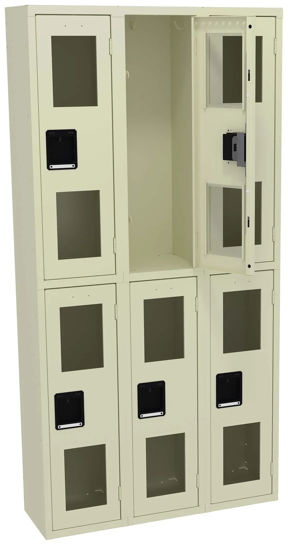 Three Dual-Tier Clear Lockers
