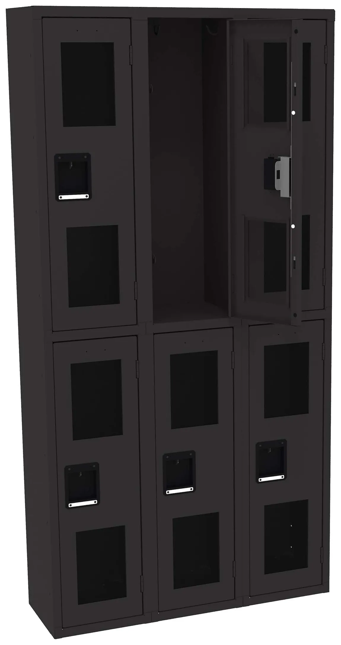 Three Dual-Tier Clear Lockers
