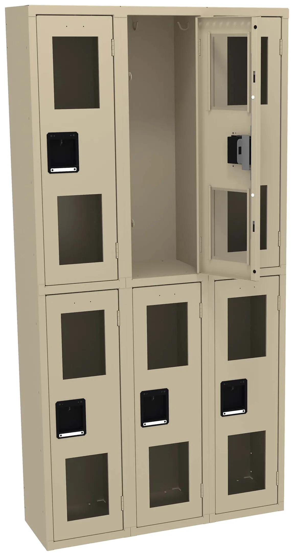 Three Dual-Tier Clear Lockers