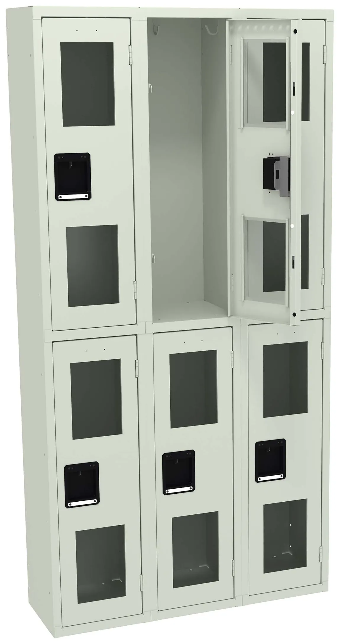 Three Dual-Tier Clear Lockers
