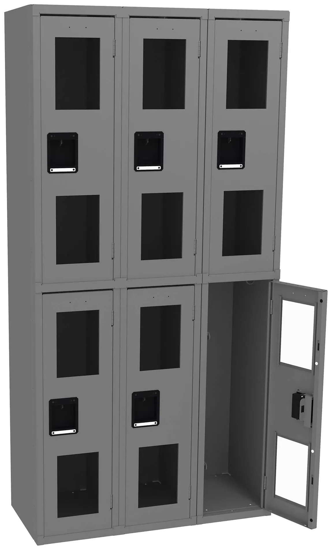 Three Dual-Tier Clear Lockers
