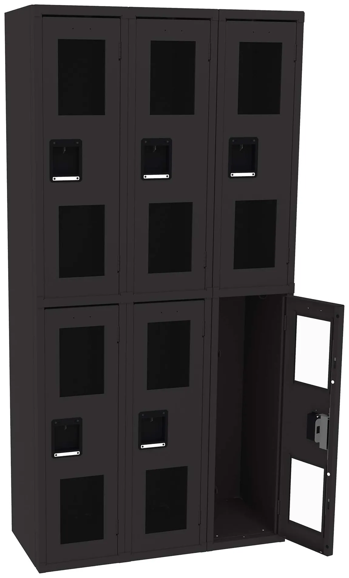 Three Dual-Tier Clear Lockers