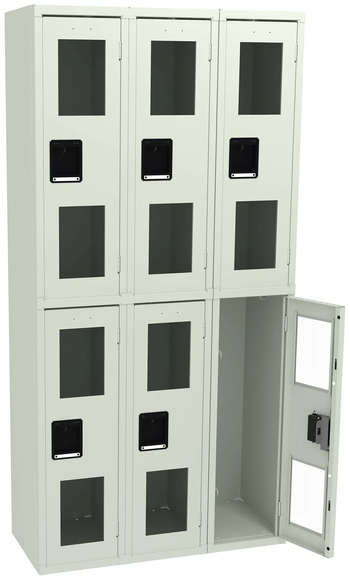 Three Dual-Tier Clear Lockers