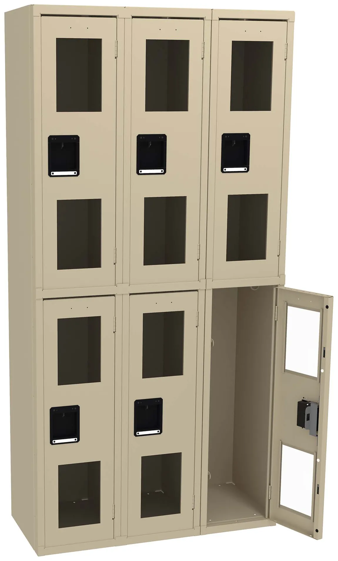 Three Dual-Tier Clear Lockers