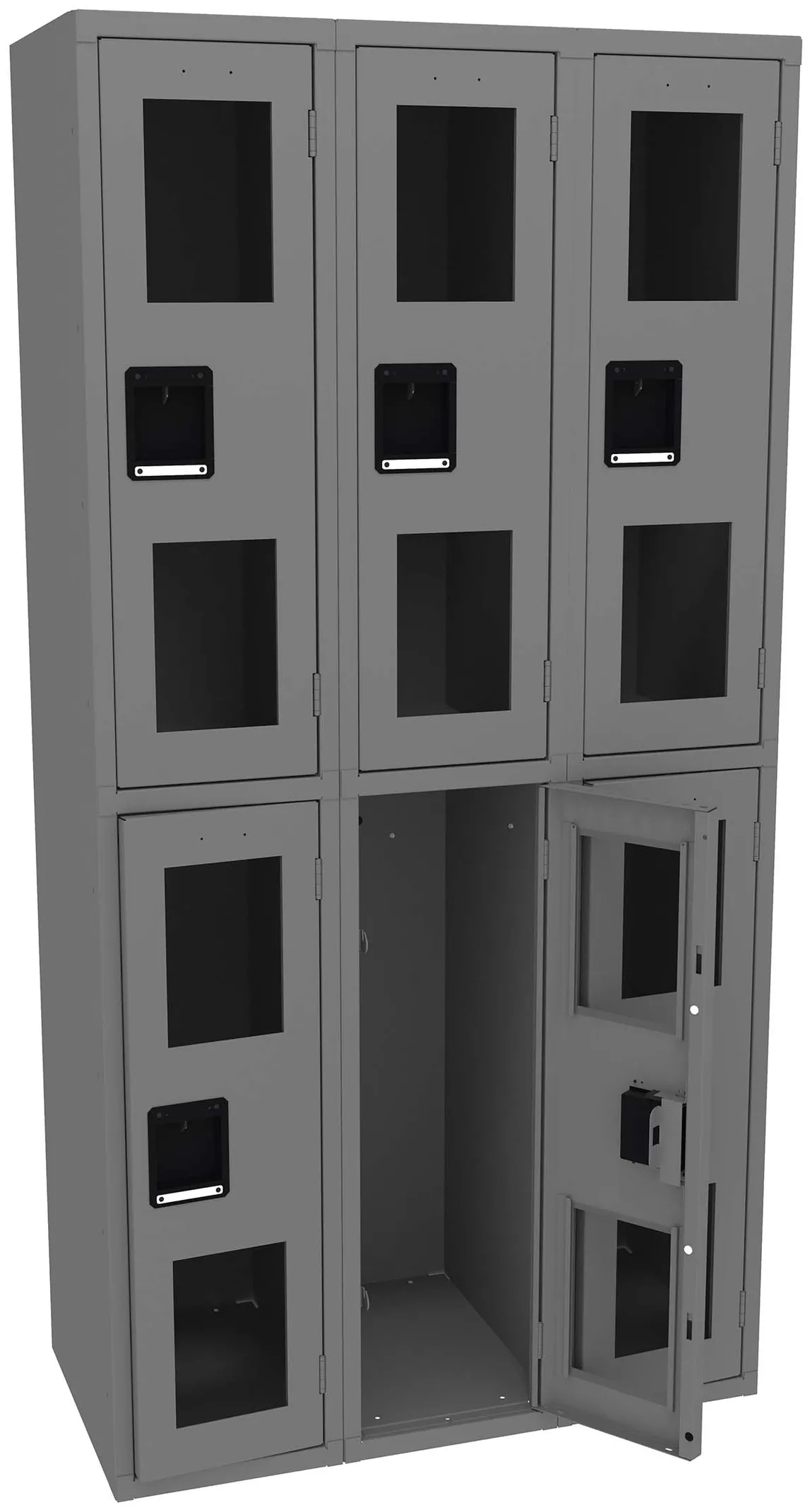 Three Dual-Tier Clear Lockers