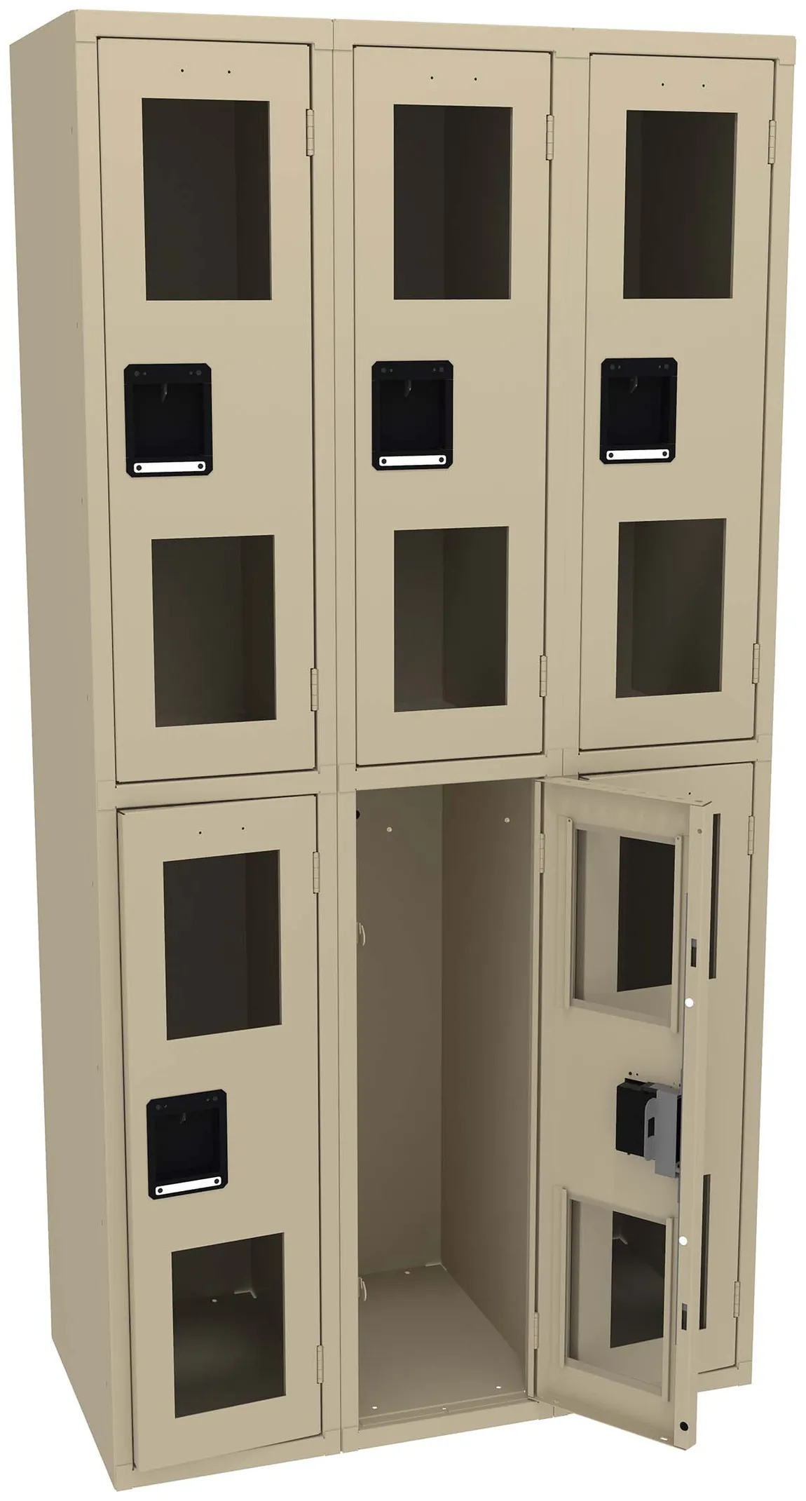 Three Dual-Tier Clear Lockers