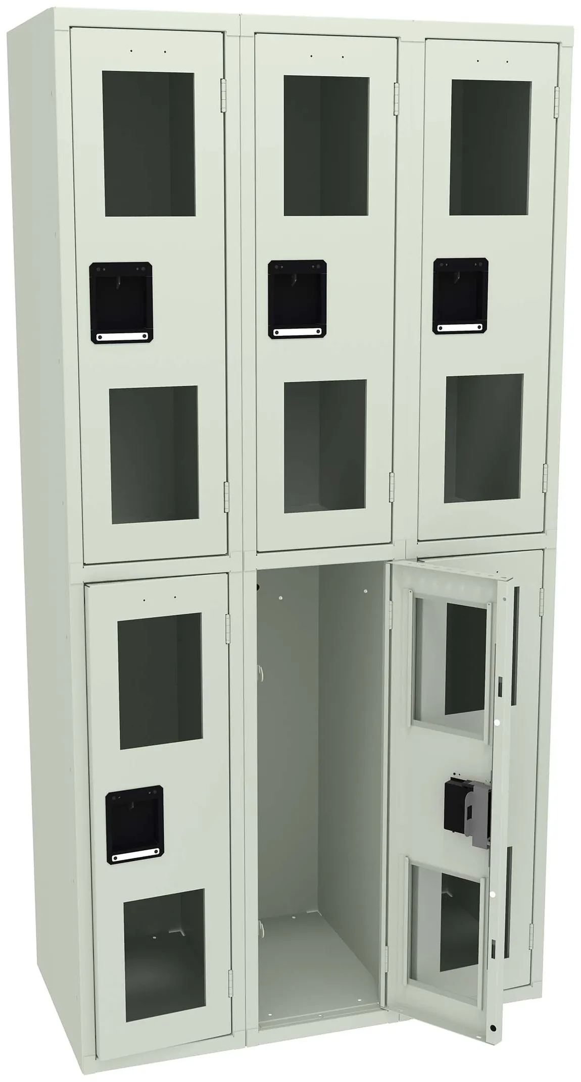 Three Dual-Tier Clear Lockers