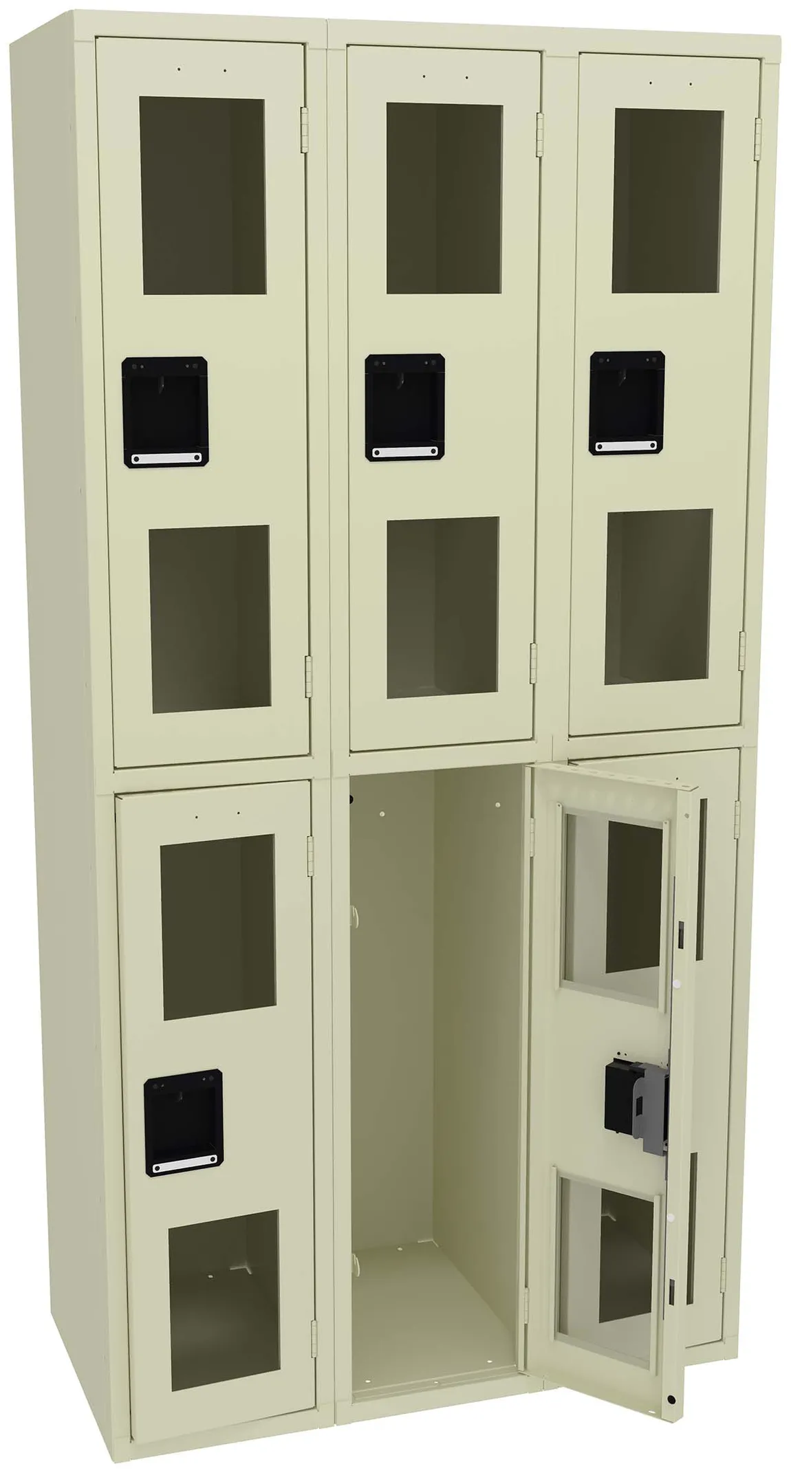 Three Dual-Tier Clear Lockers
