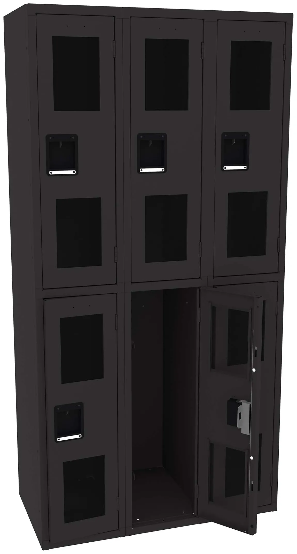 Three Dual-Tier Clear Lockers