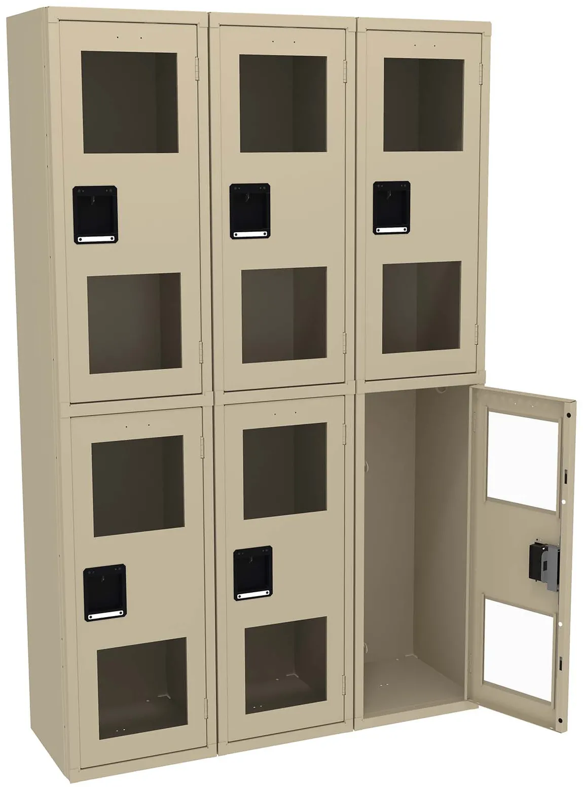 Three Dual-Tier Clear Lockers
