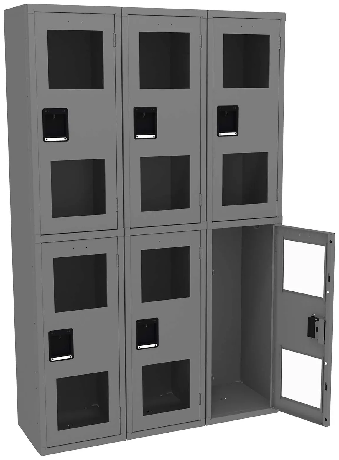 Three Dual-Tier Clear Lockers