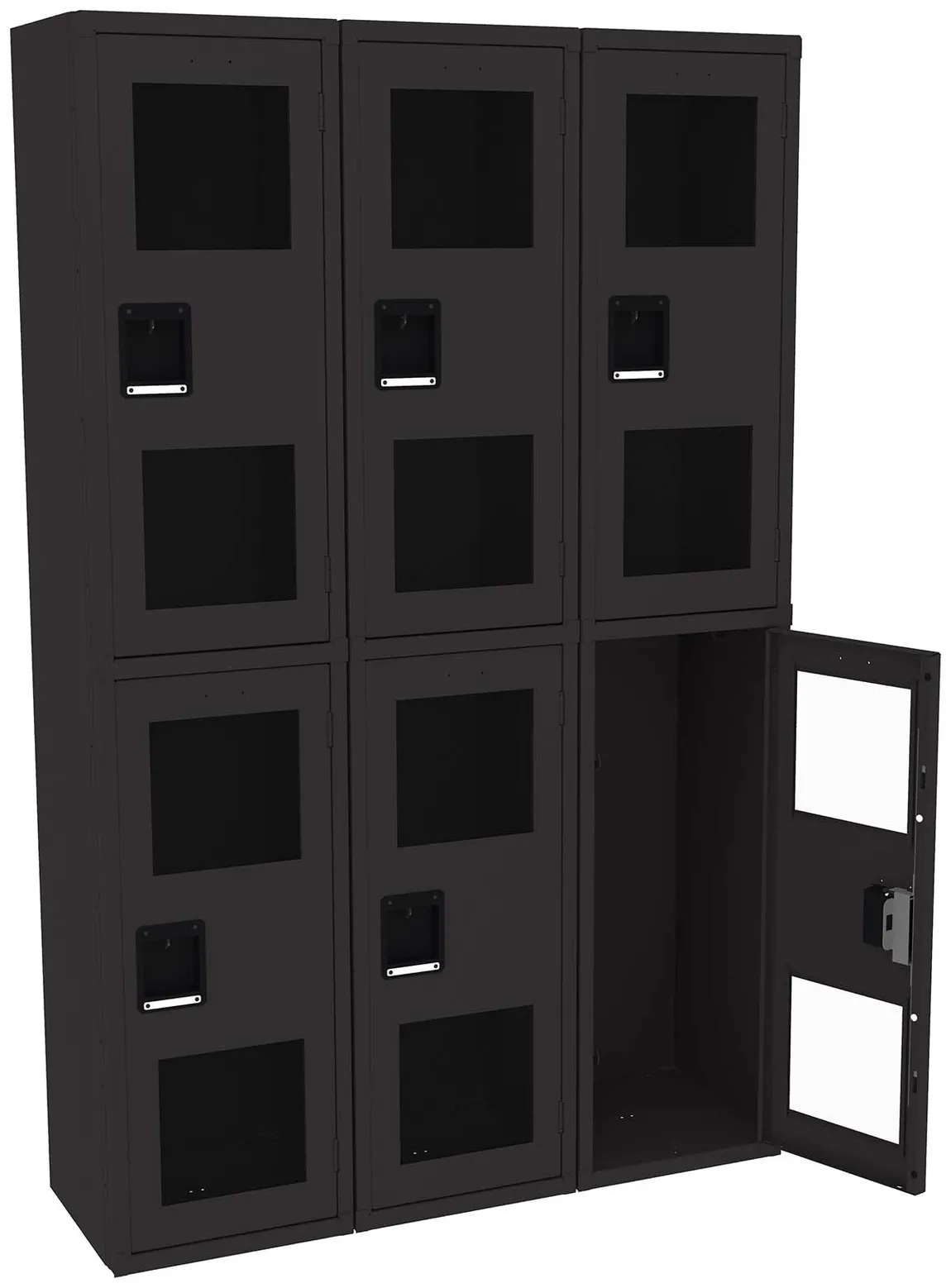 Three Dual-Tier Clear Lockers