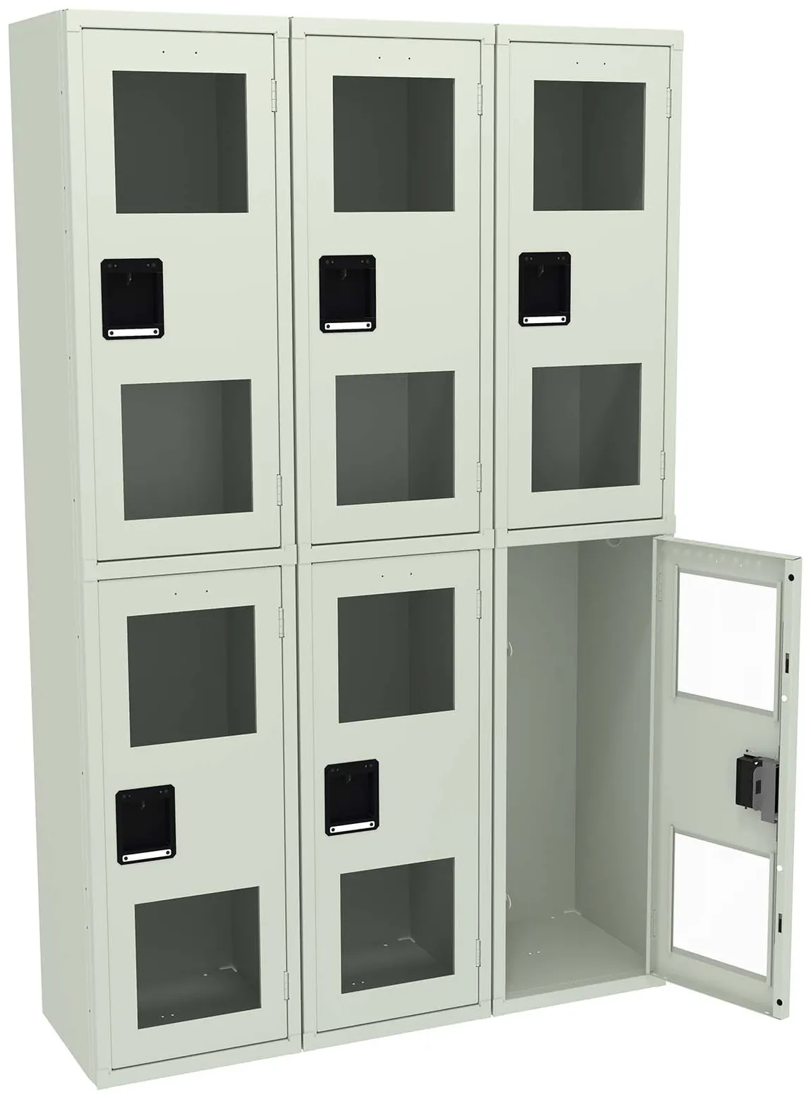Three Dual-Tier Clear Lockers