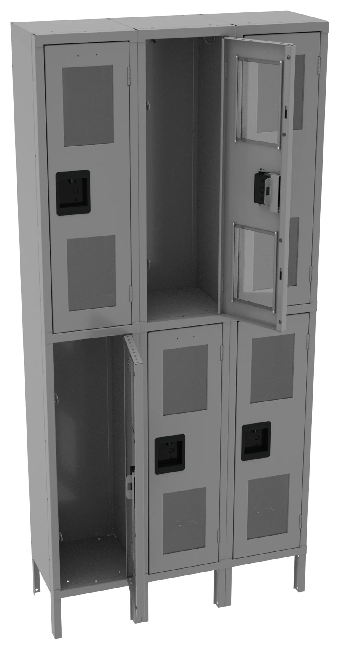 Three Dual-Tier Clear Lockers with Legs