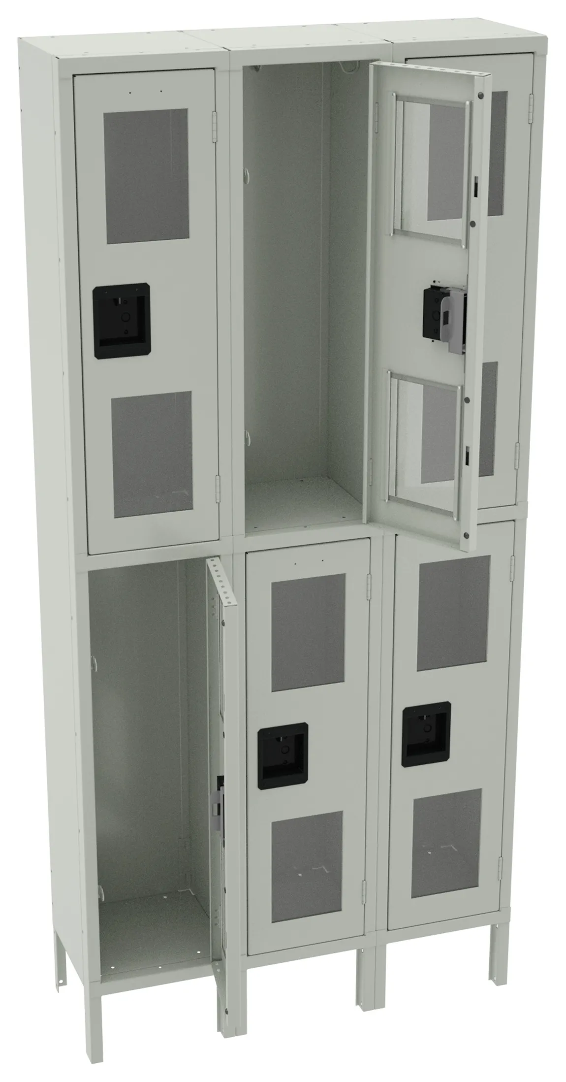 Three Dual-Tier Clear Lockers with Legs