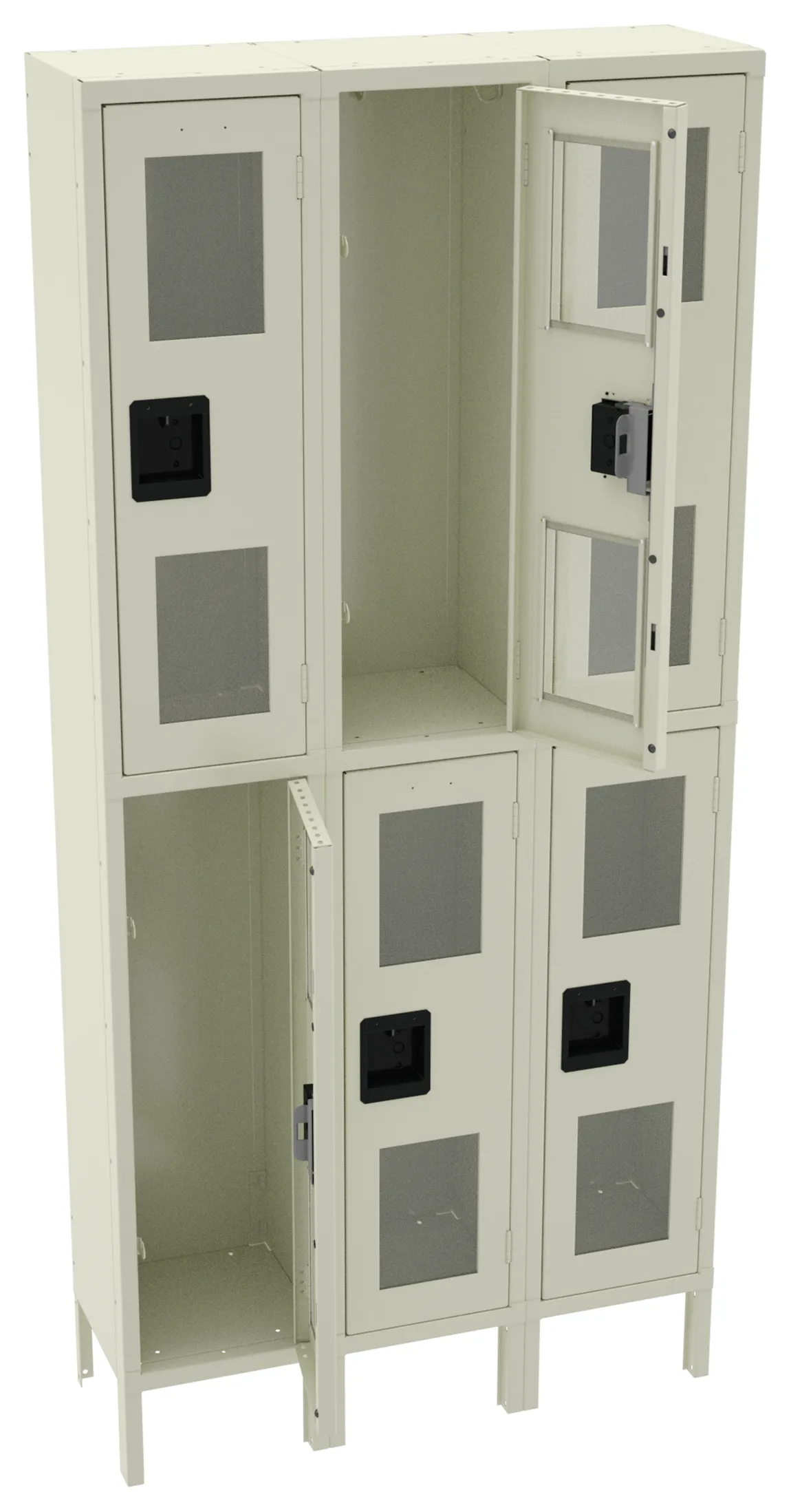 Three Dual-Tier Clear Lockers with Legs