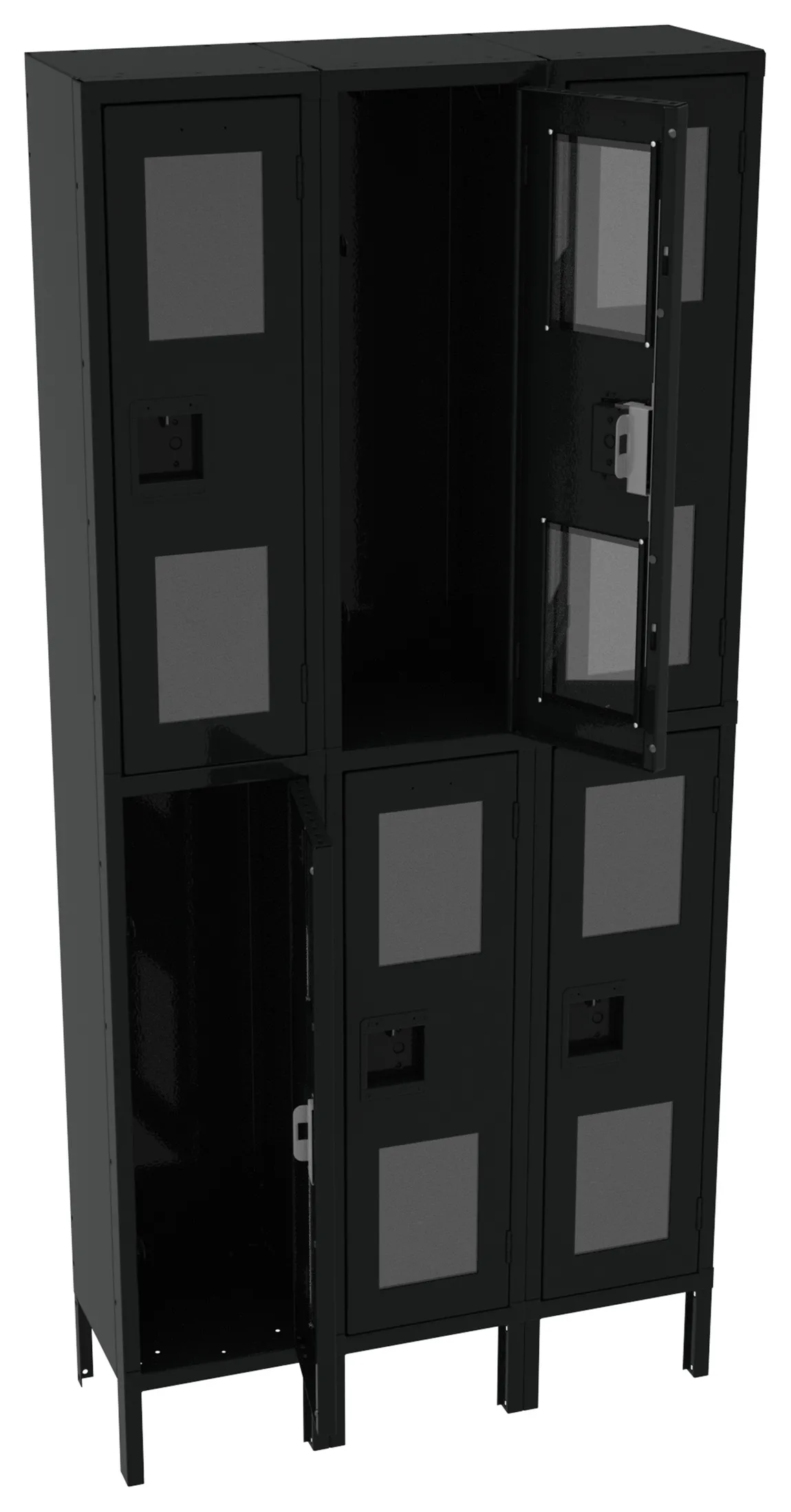 Three Dual-Tier Clear Lockers with Legs