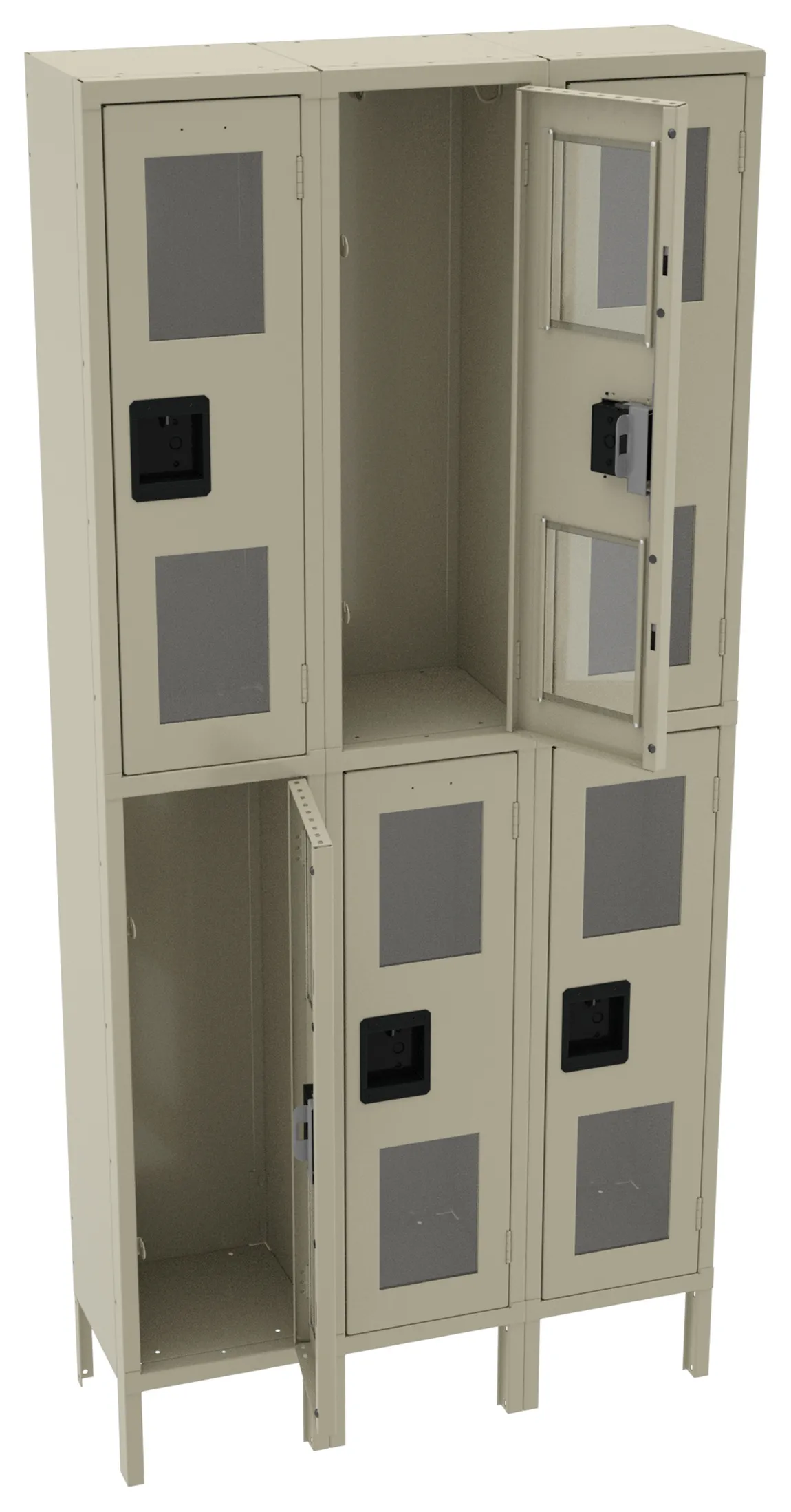 Three Dual-Tier Clear Lockers with Legs