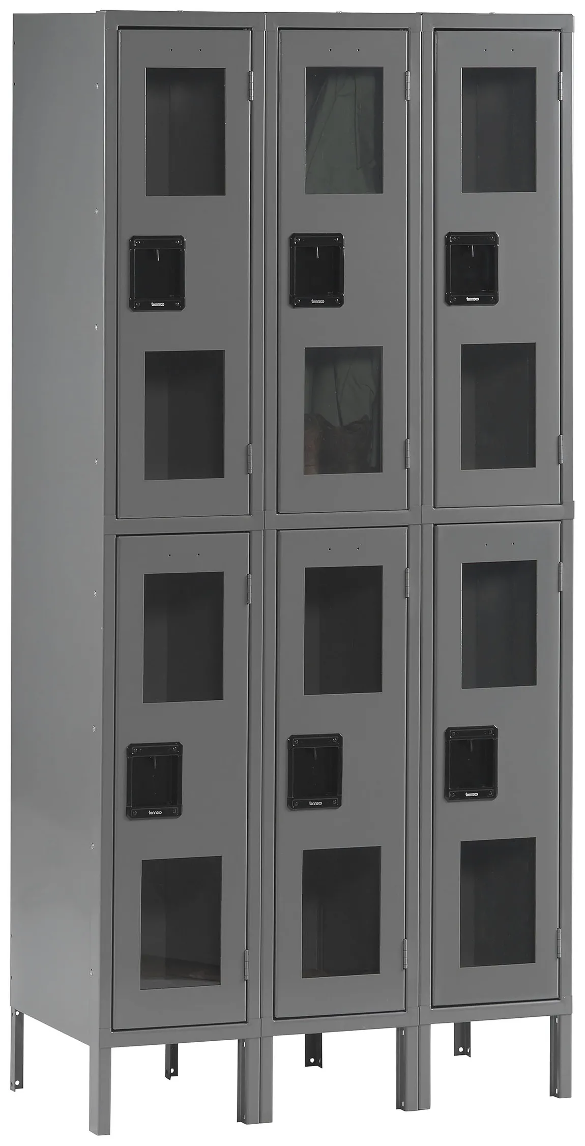 Three Dual-Tier Clear Lockers with Legs