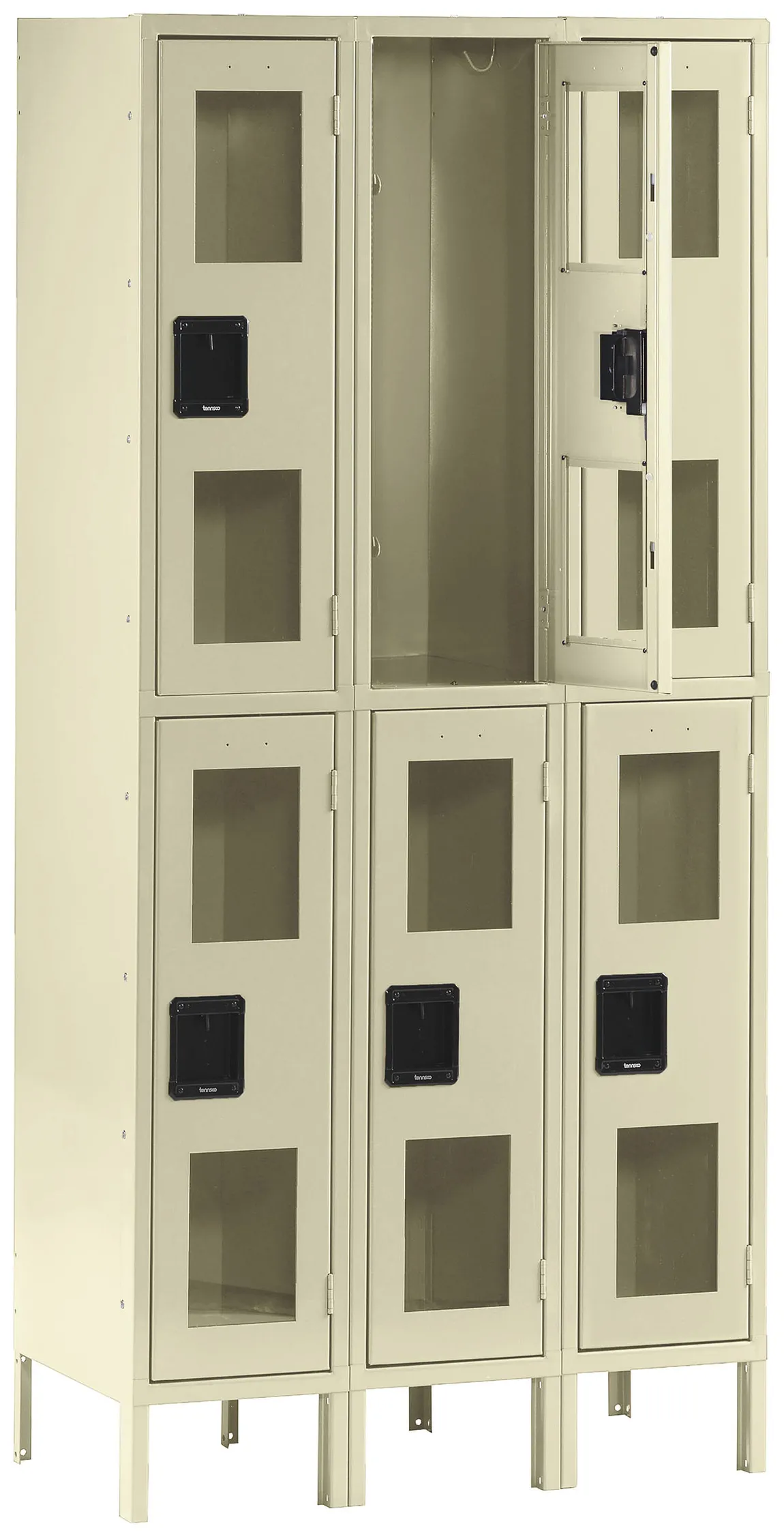 Three Dual-Tier Clear Lockers with Legs
