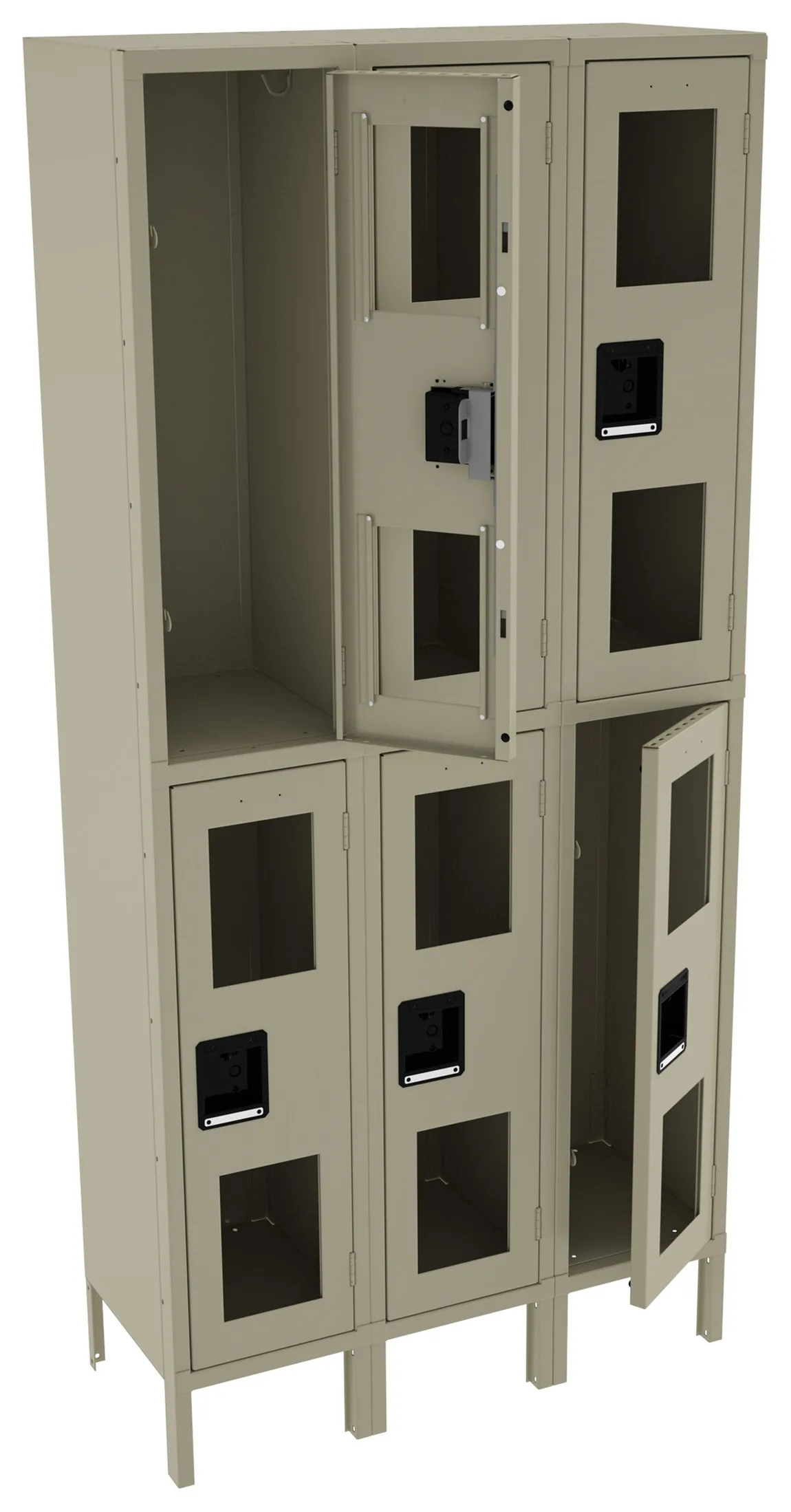 Three Dual-Tier Clear Lockers with Legs