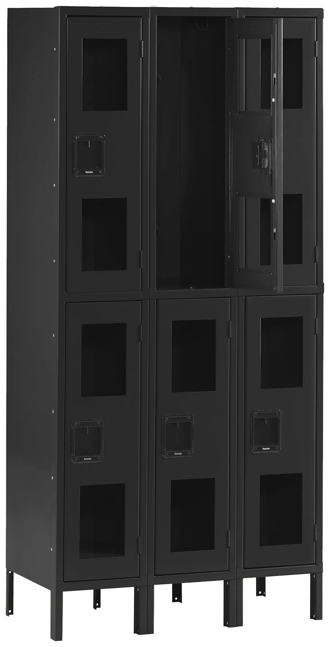 Three Dual-Tier Clear Lockers with Legs