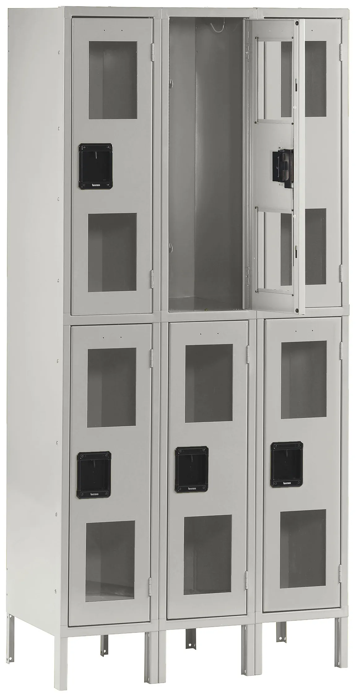 Three Dual-Tier Clear Lockers with Legs
