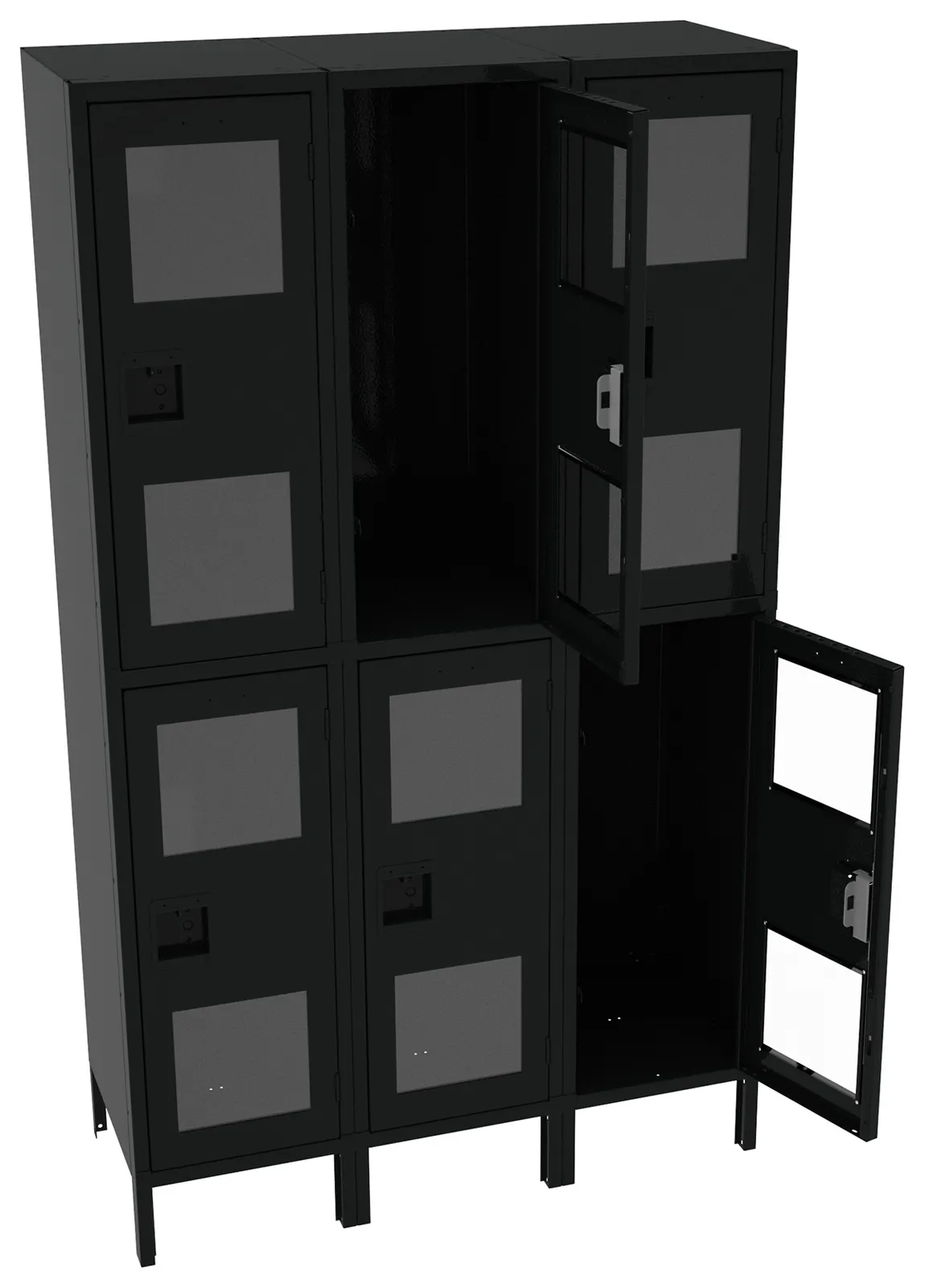 Three Dual-Tier Clear Lockers with Legs