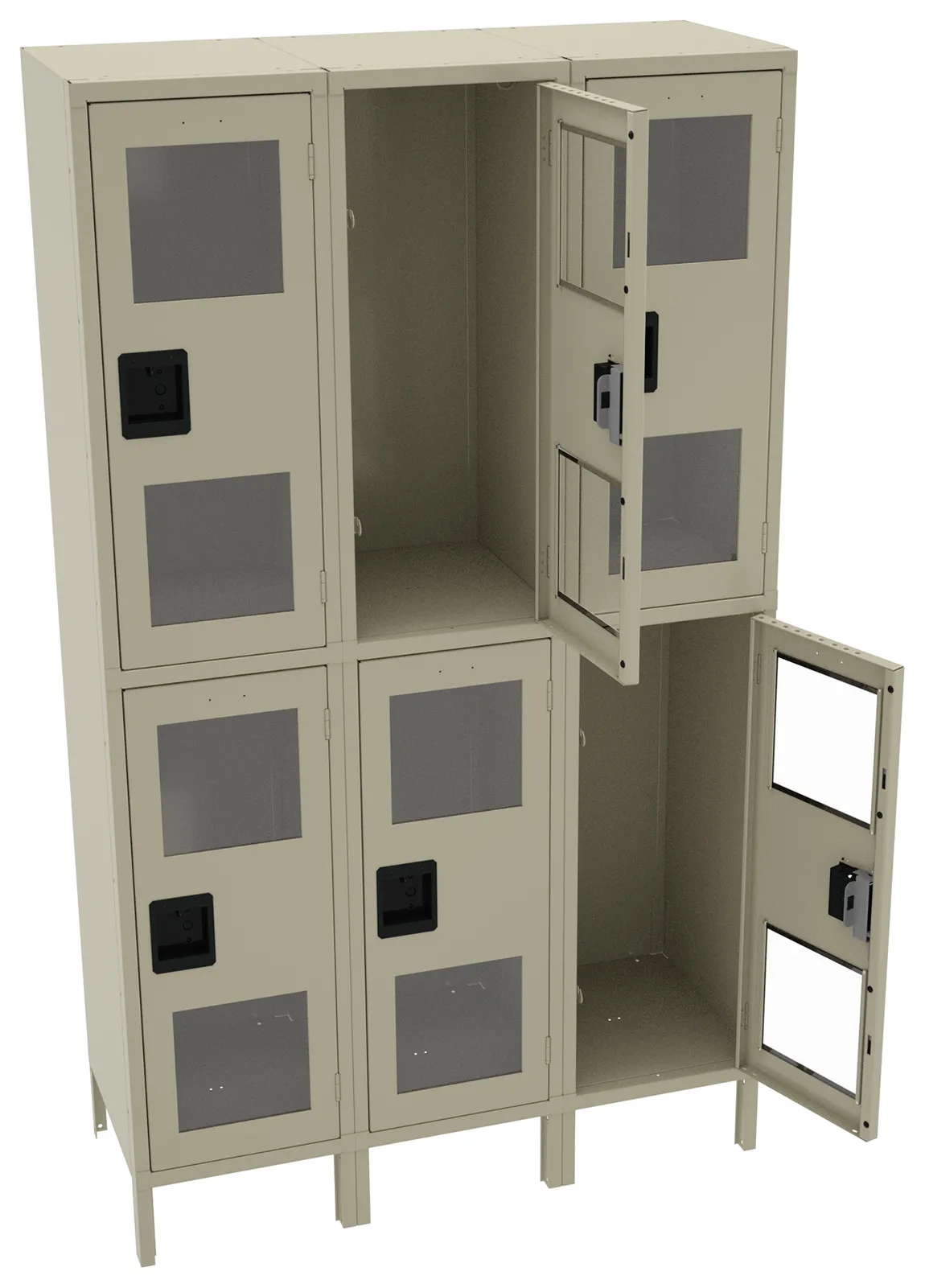 Three Dual-Tier Clear Lockers with Legs