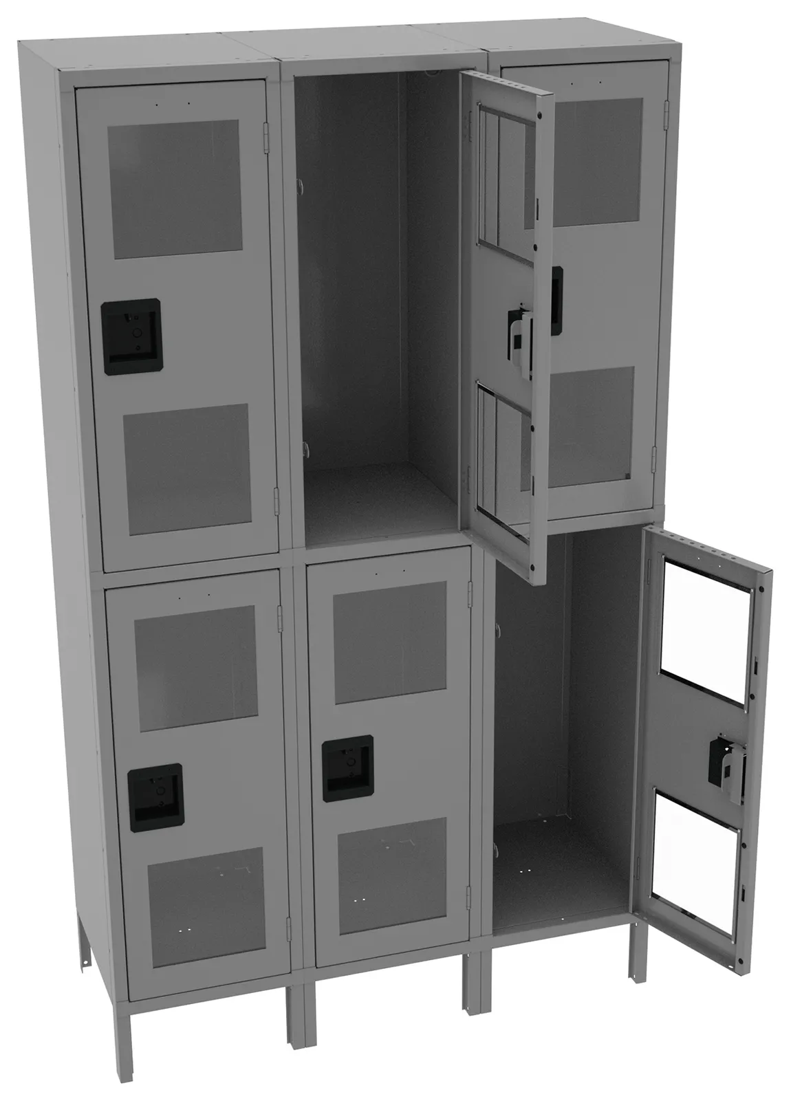 Three Dual-Tier Clear Lockers with Legs