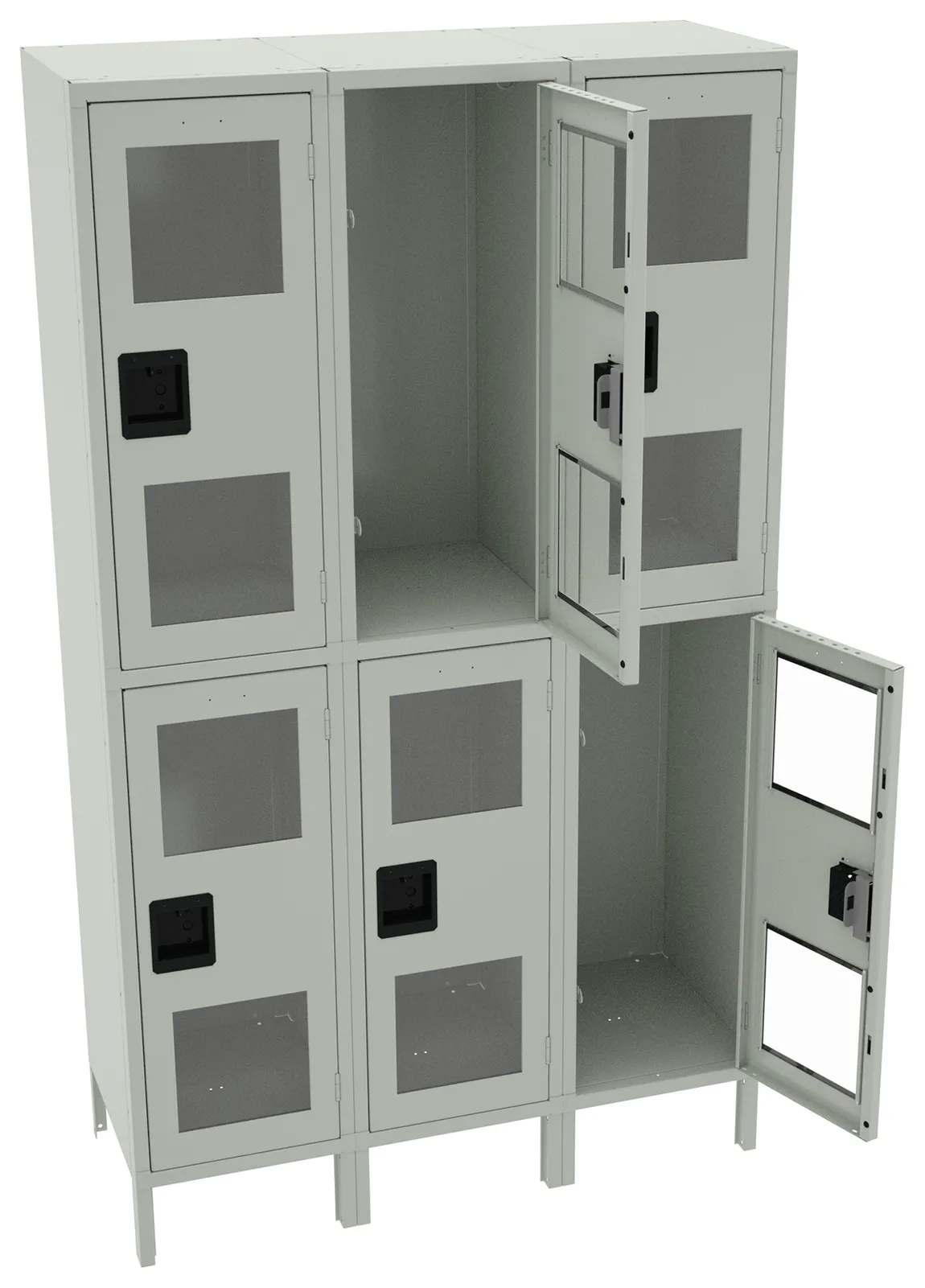 Three Dual-Tier Clear Lockers with Legs